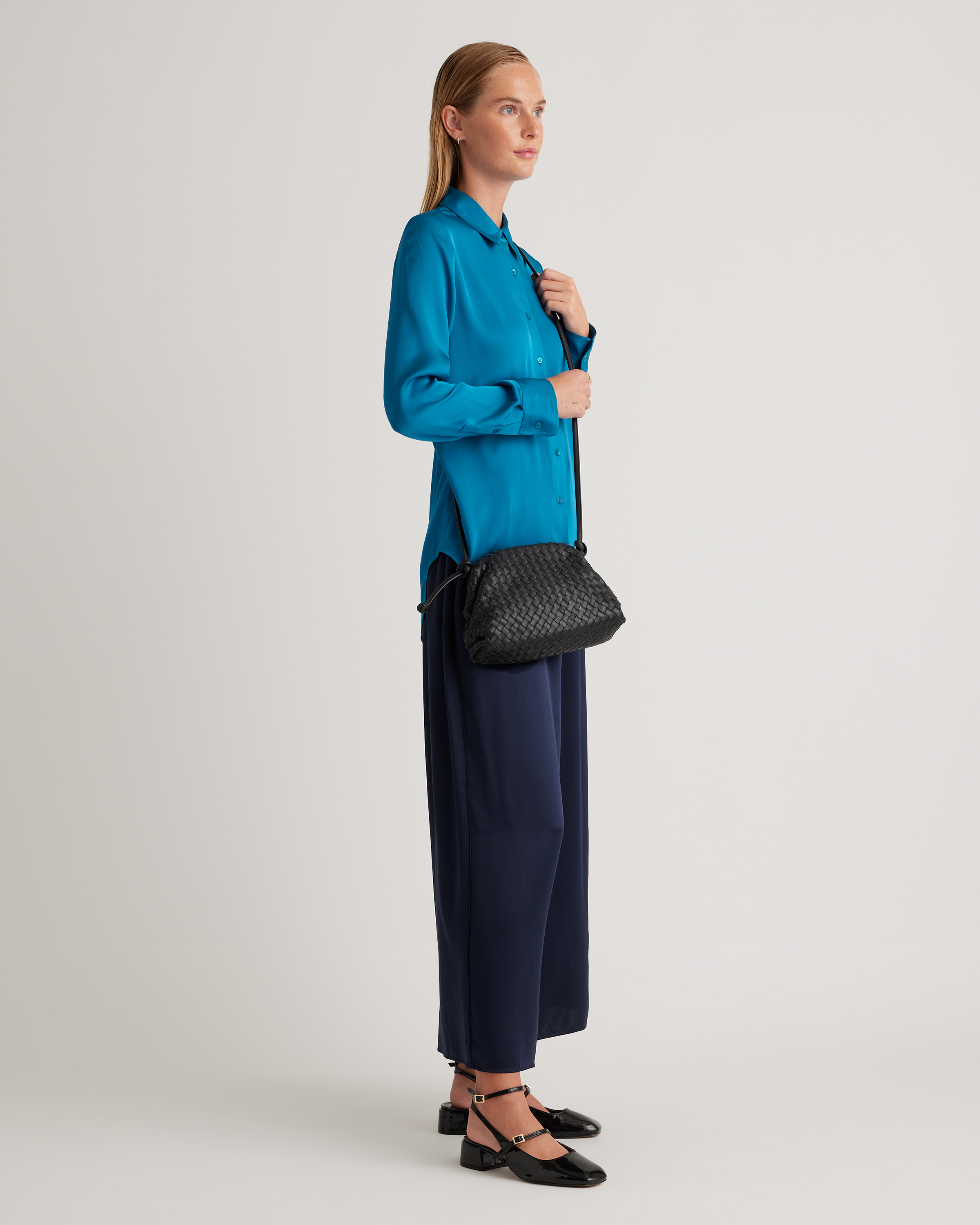 Italian Leather Handwoven Pouch Crossbody Clutch