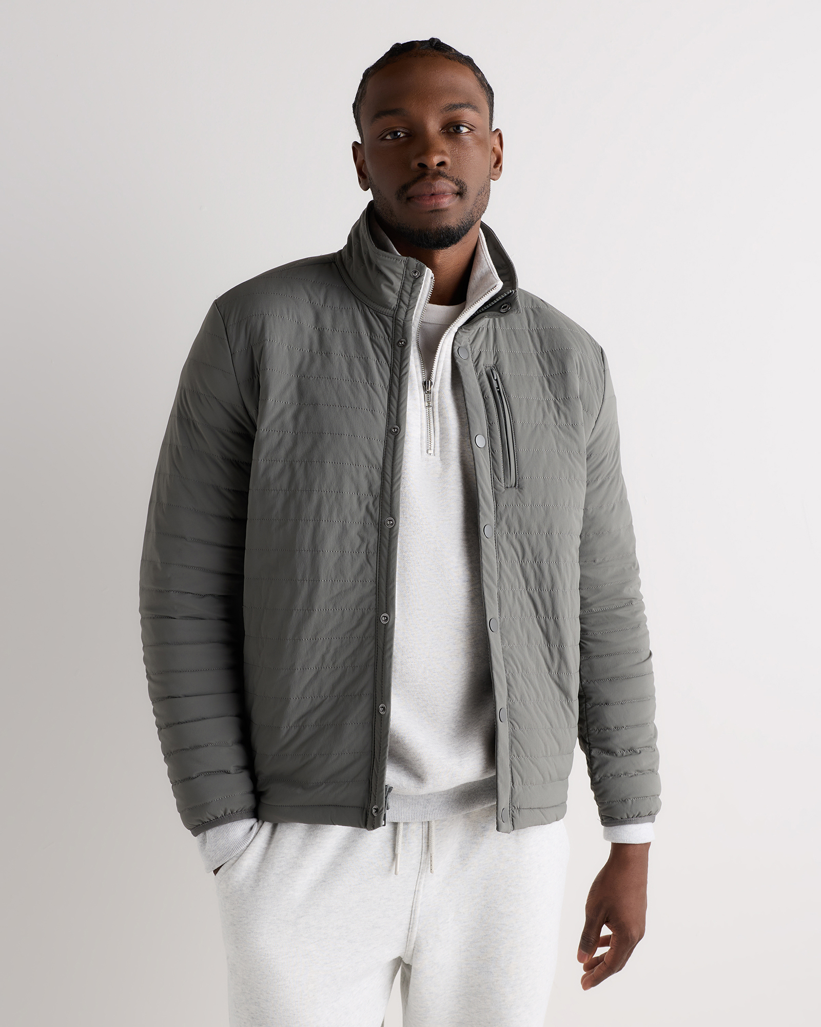 Fossil Grey Responsible Down Quilted Jacket