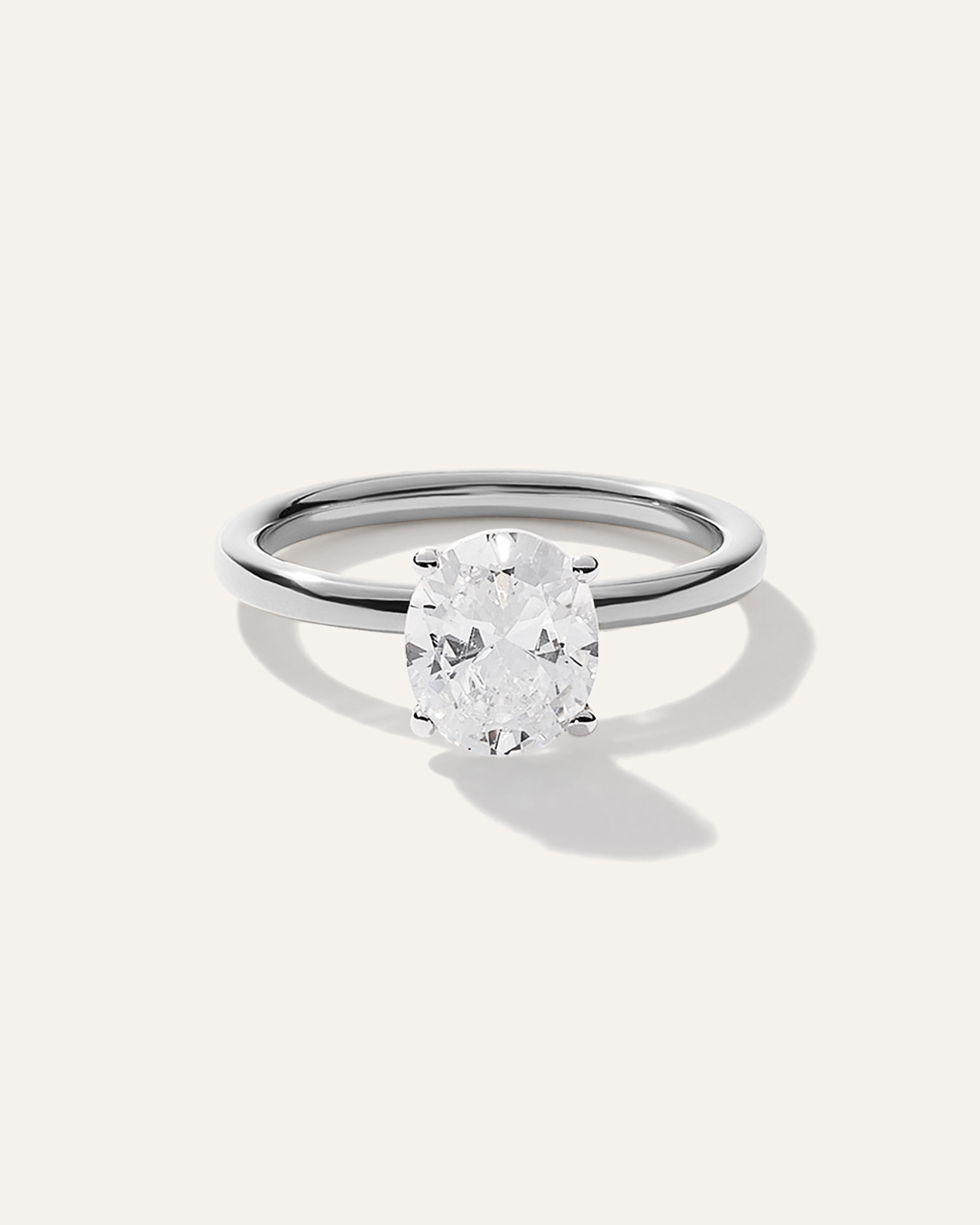Platinum Lab Grown Diamond Oval Comfort Fit Engagement Ring - 1.50ct