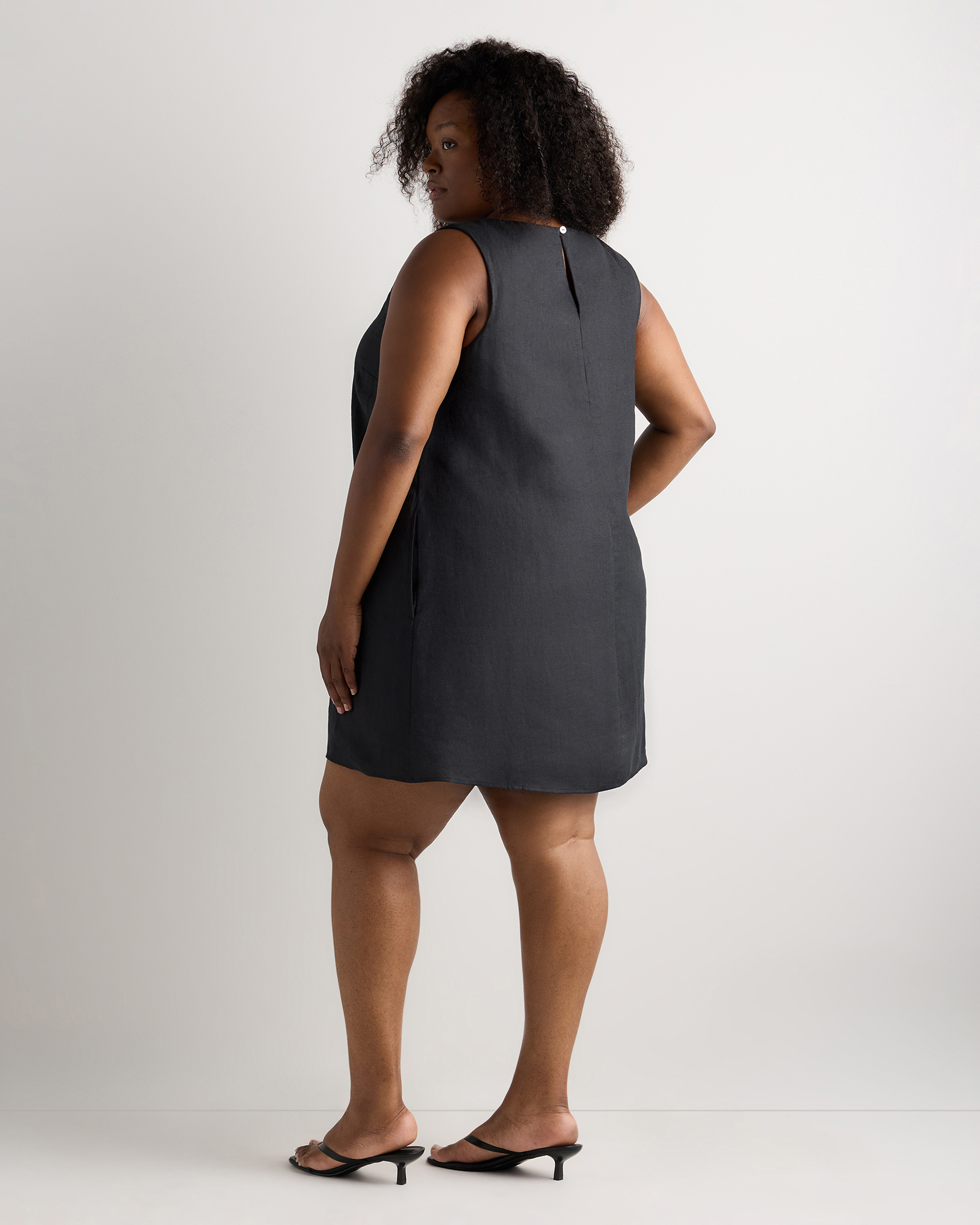 quince linen tank dress 100% European Linen Tank Mini Dress in Martini Olive