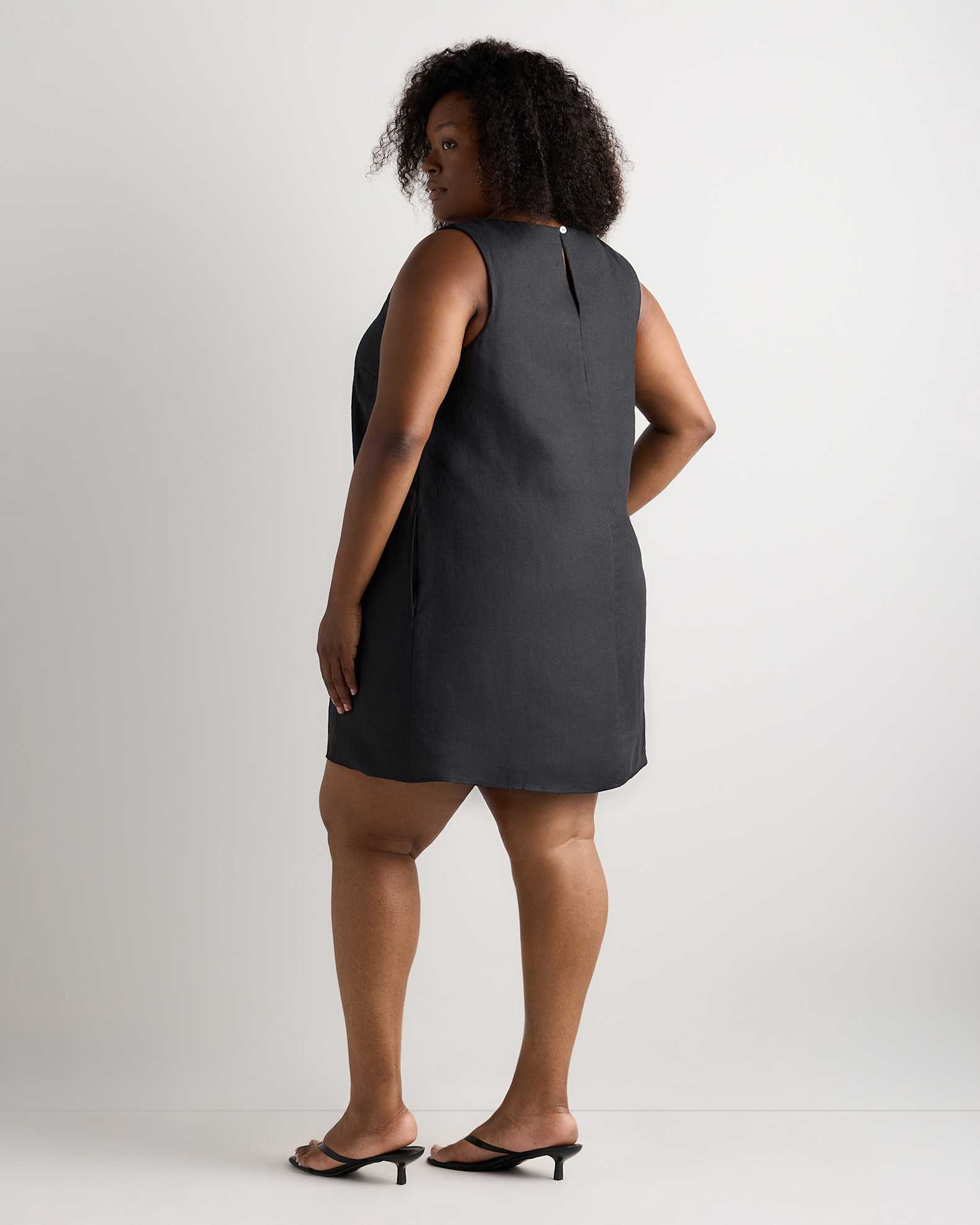 quince linen tank dress 100% European Linen Tank Mini Dress in Martini Olive
