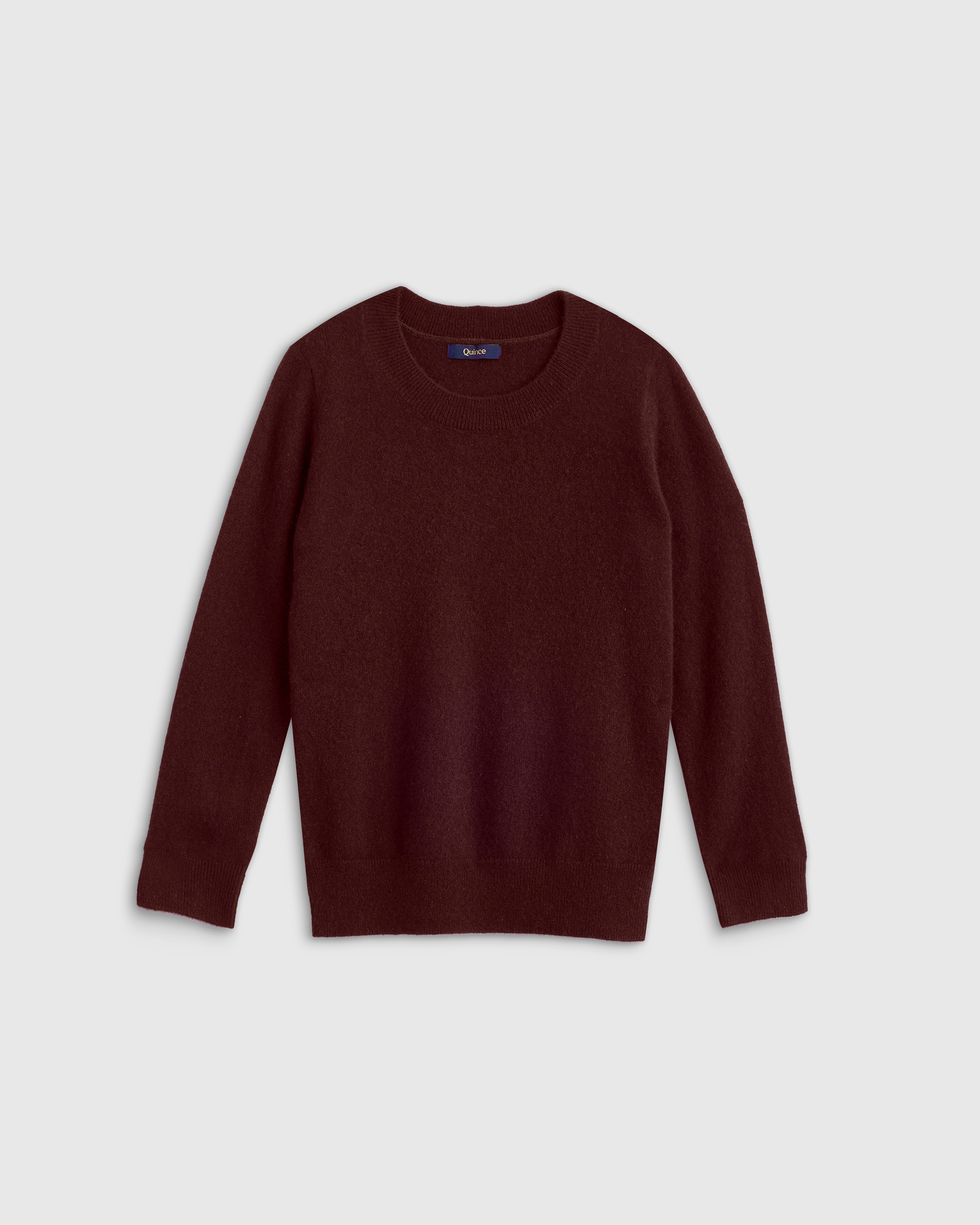 Rich Burgundy Washable Cashmere Crewneck Sweater