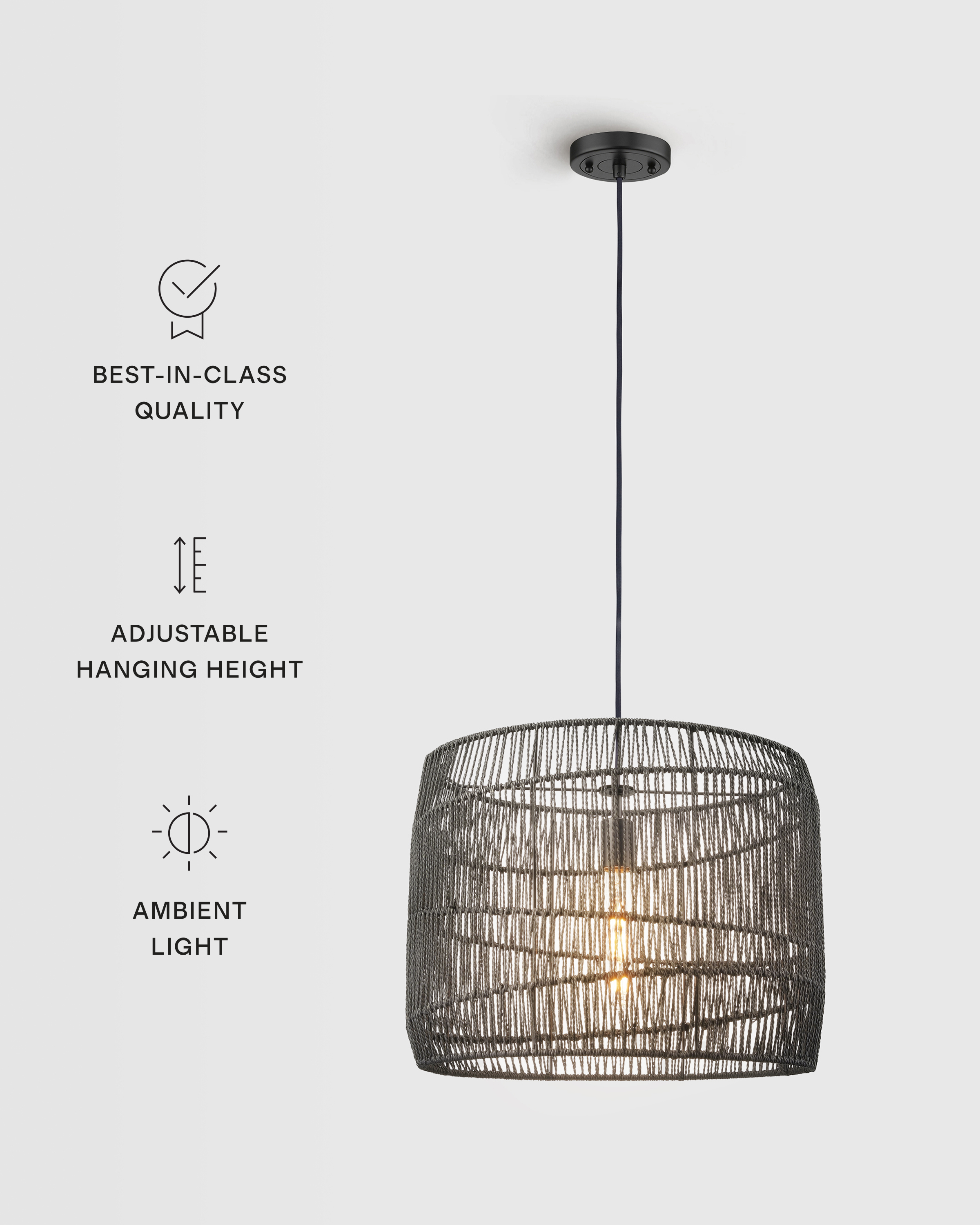 Woven Rope Drum Pendant Light - thumbnail 6