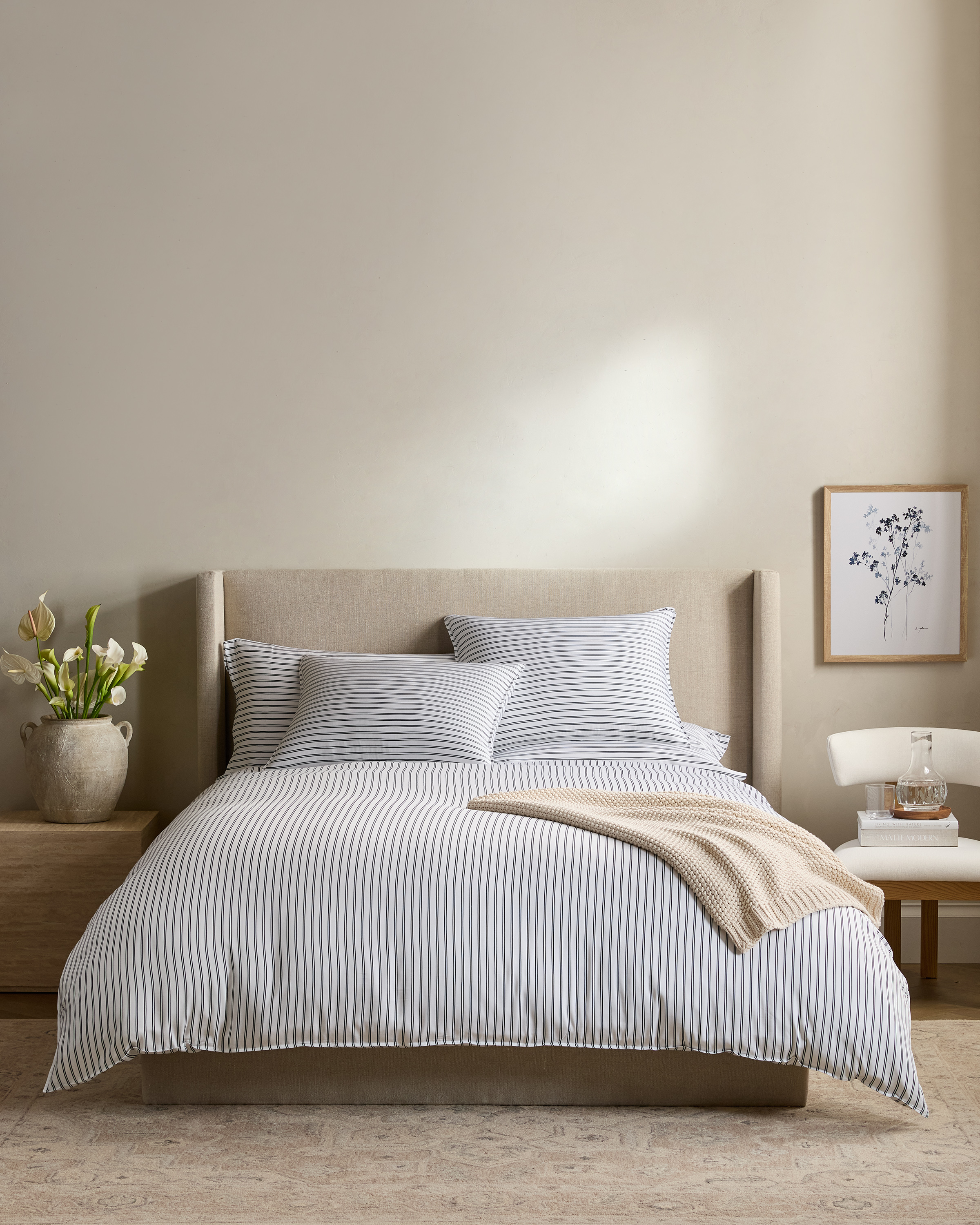 Double Stripe Nightfall Bamboo Stripe Deluxe Bedding Bundle