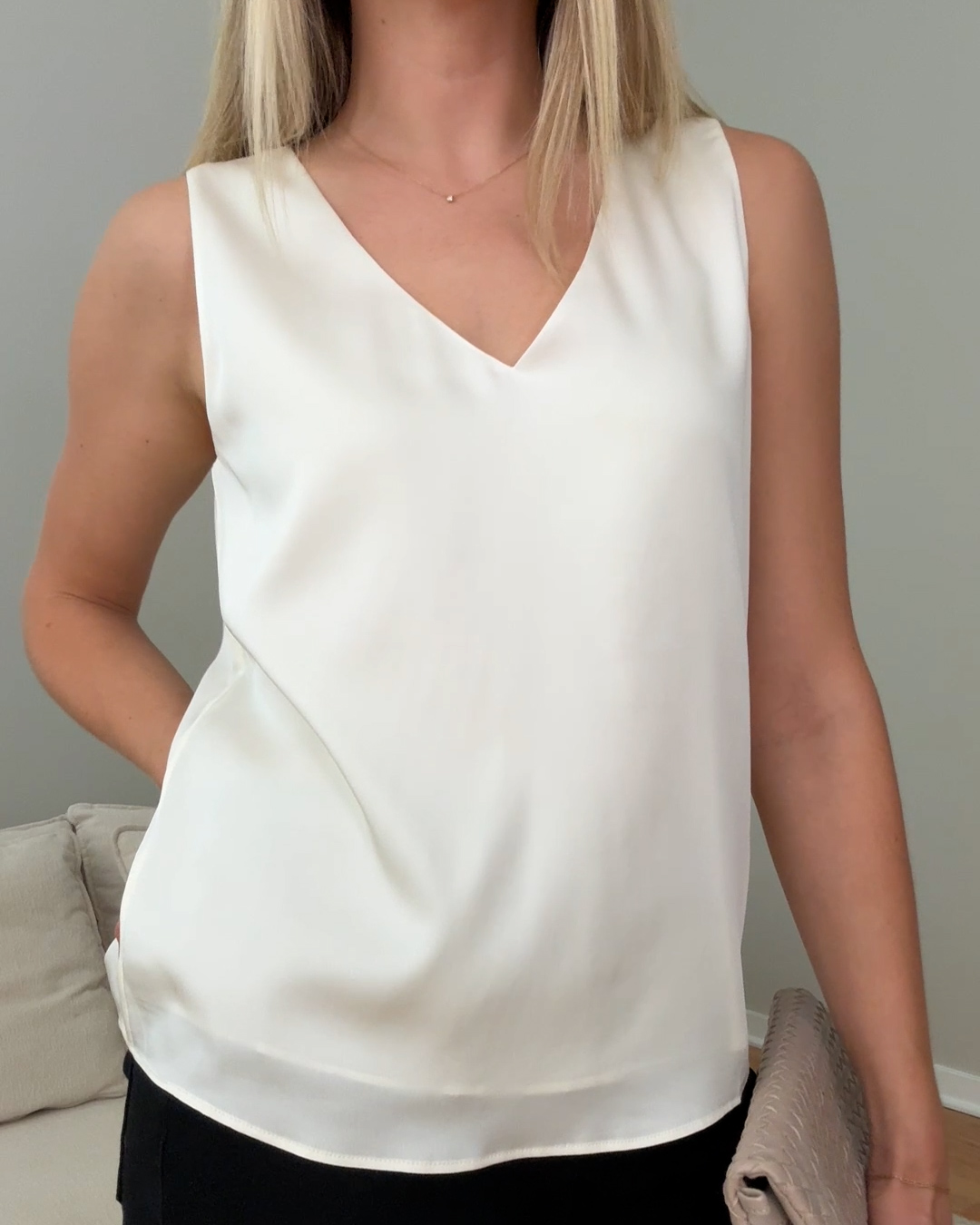 Washable Stretch Silk Tank Ivory Monette Moio 4x5
