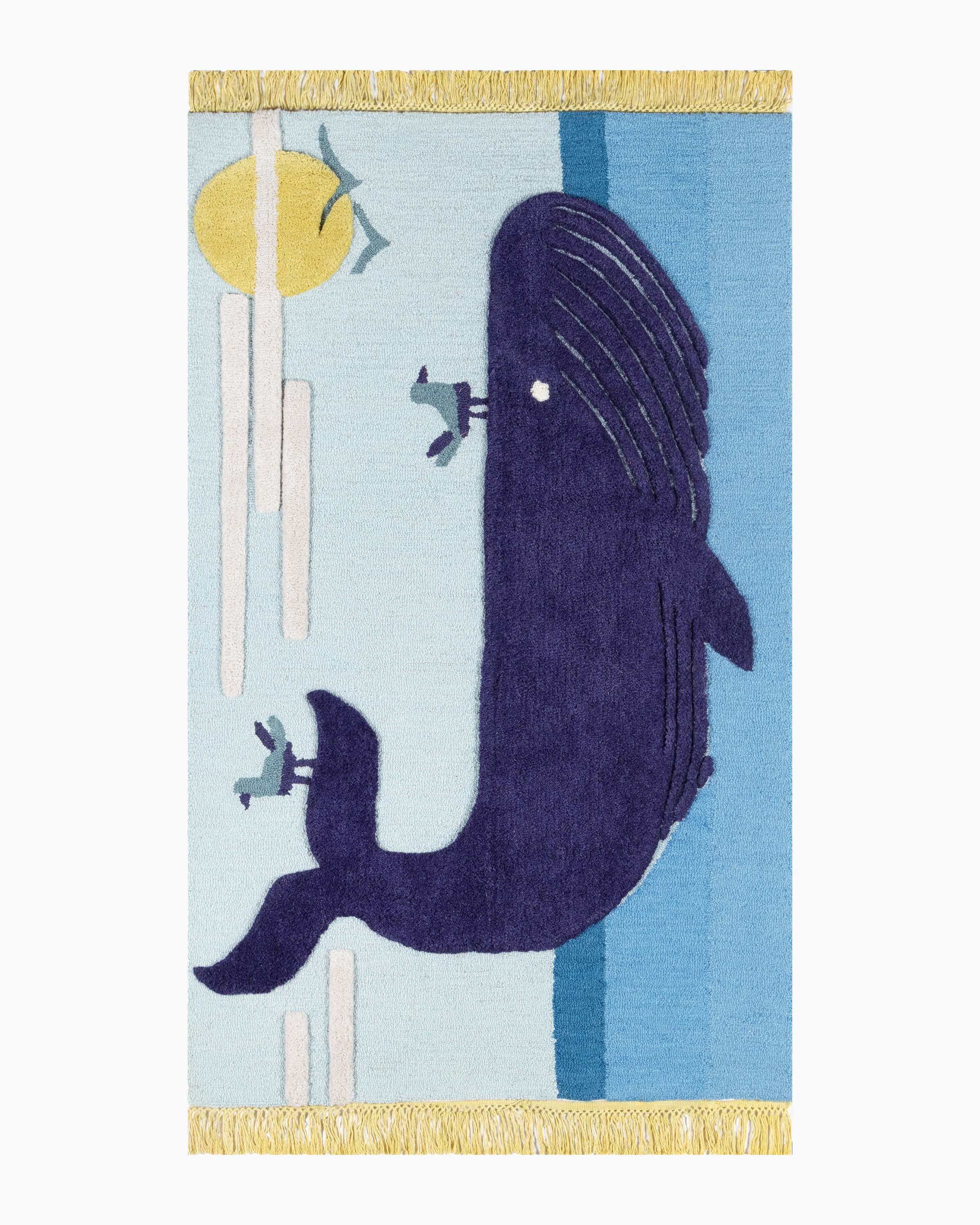 Whale Playful Animals Hand-Tufted Wool Rug 