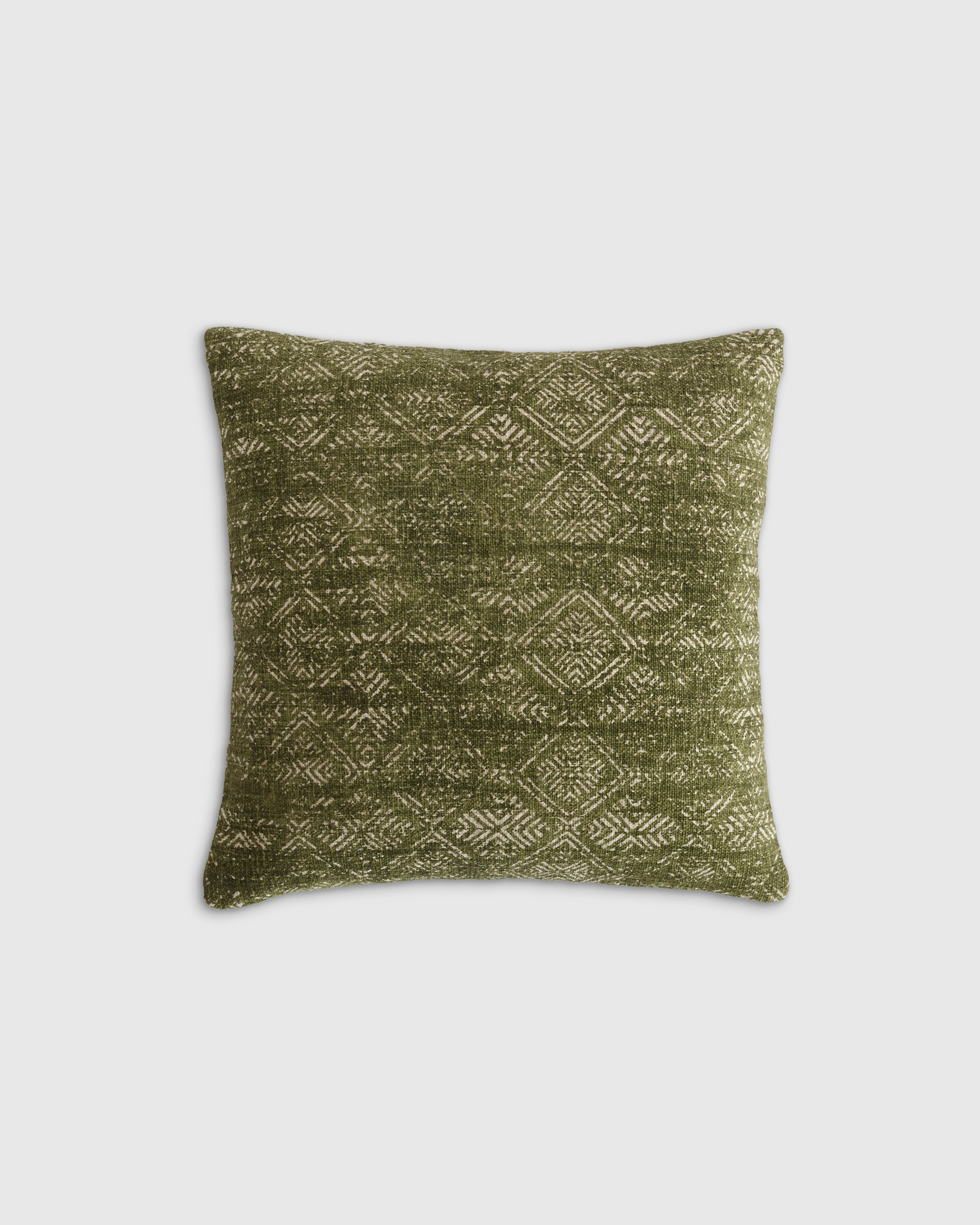 Olive Printed Linen Geo Pillow Cover