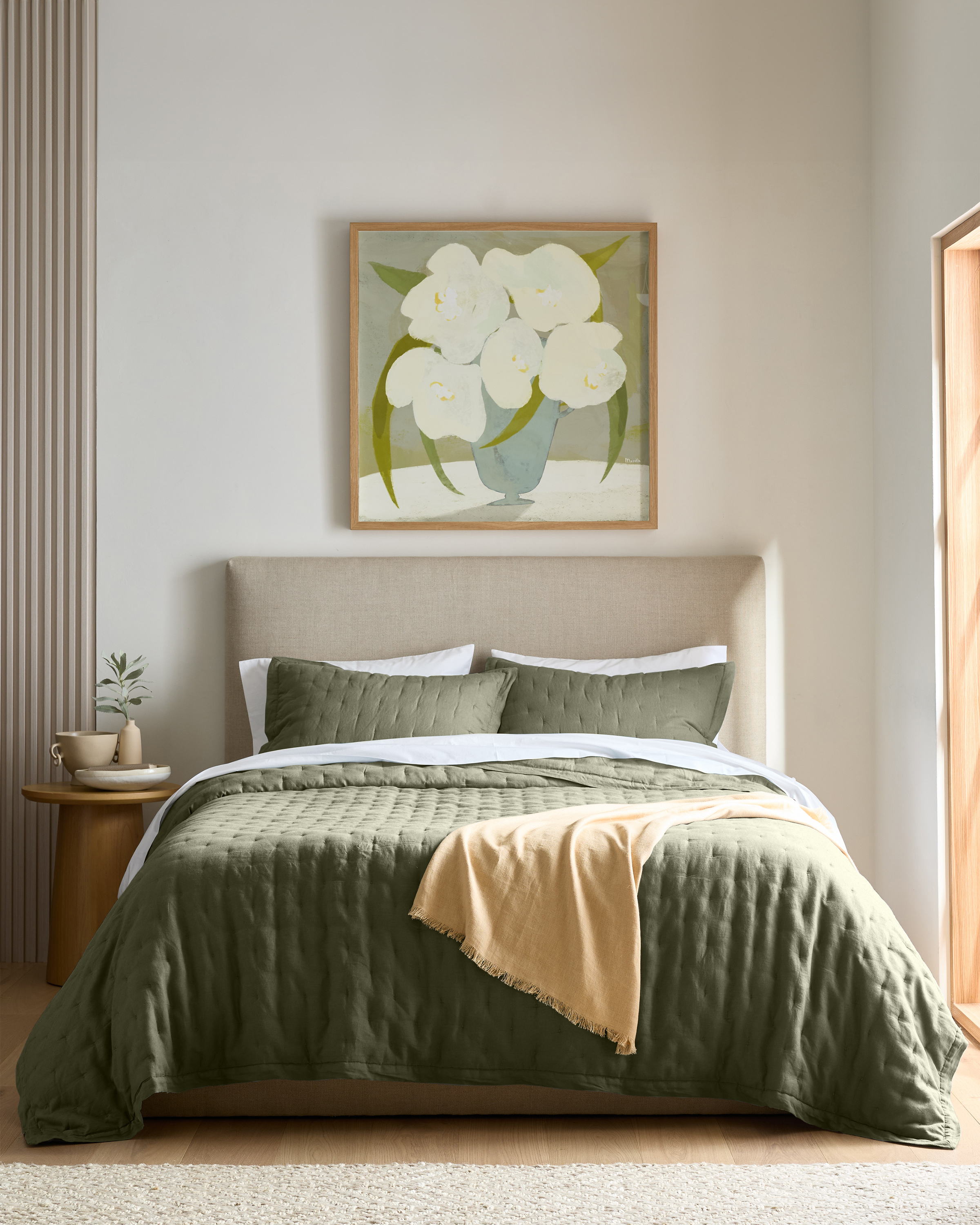 Dusty Olive European Linen Dream Quilt Set
