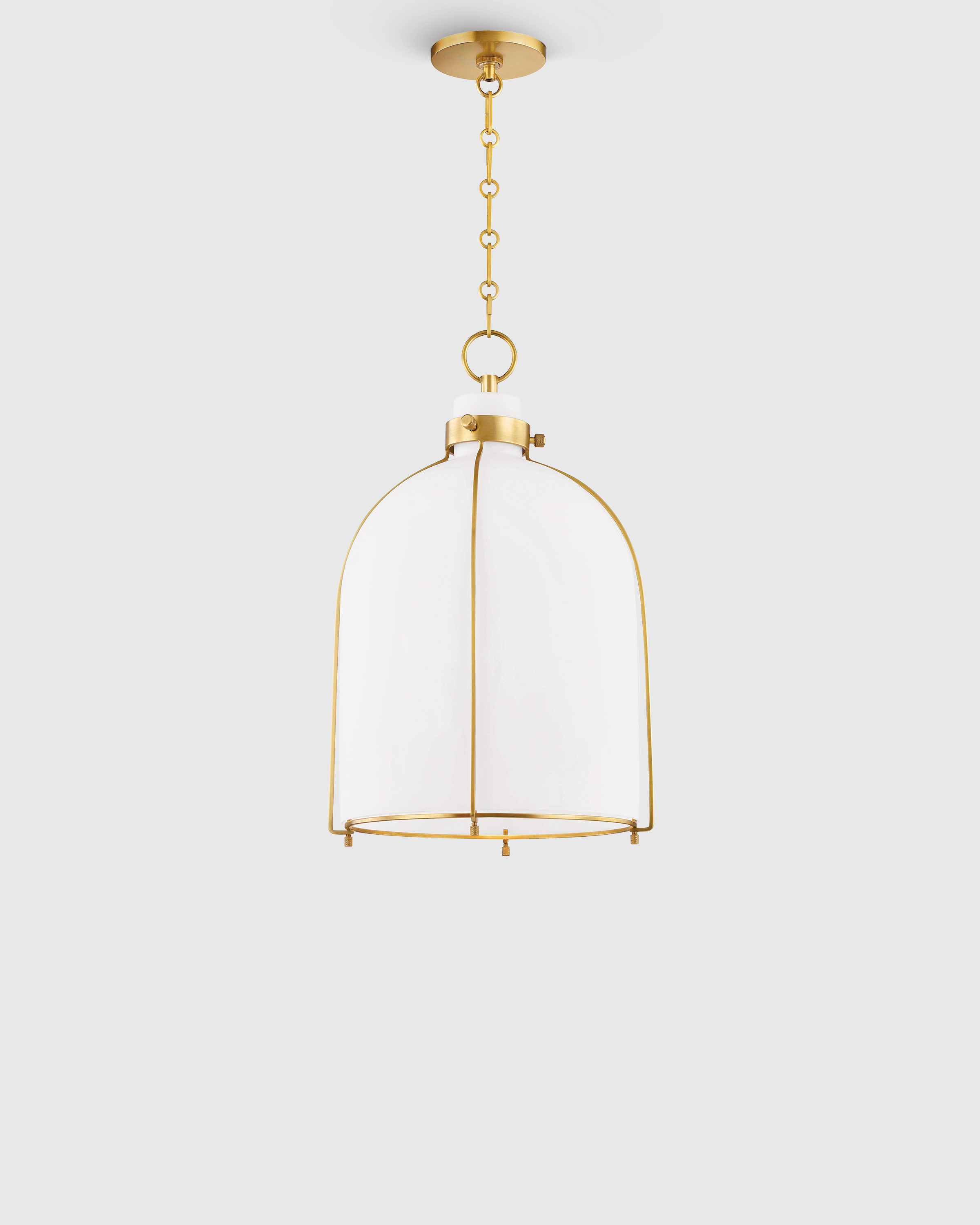 Glass and Metal brass bell pendant