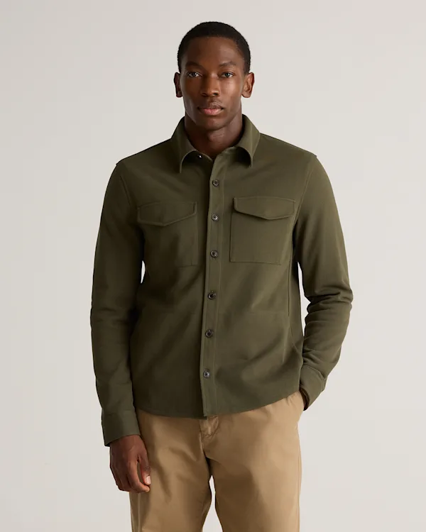 Cotton Pique Knit Overshirt