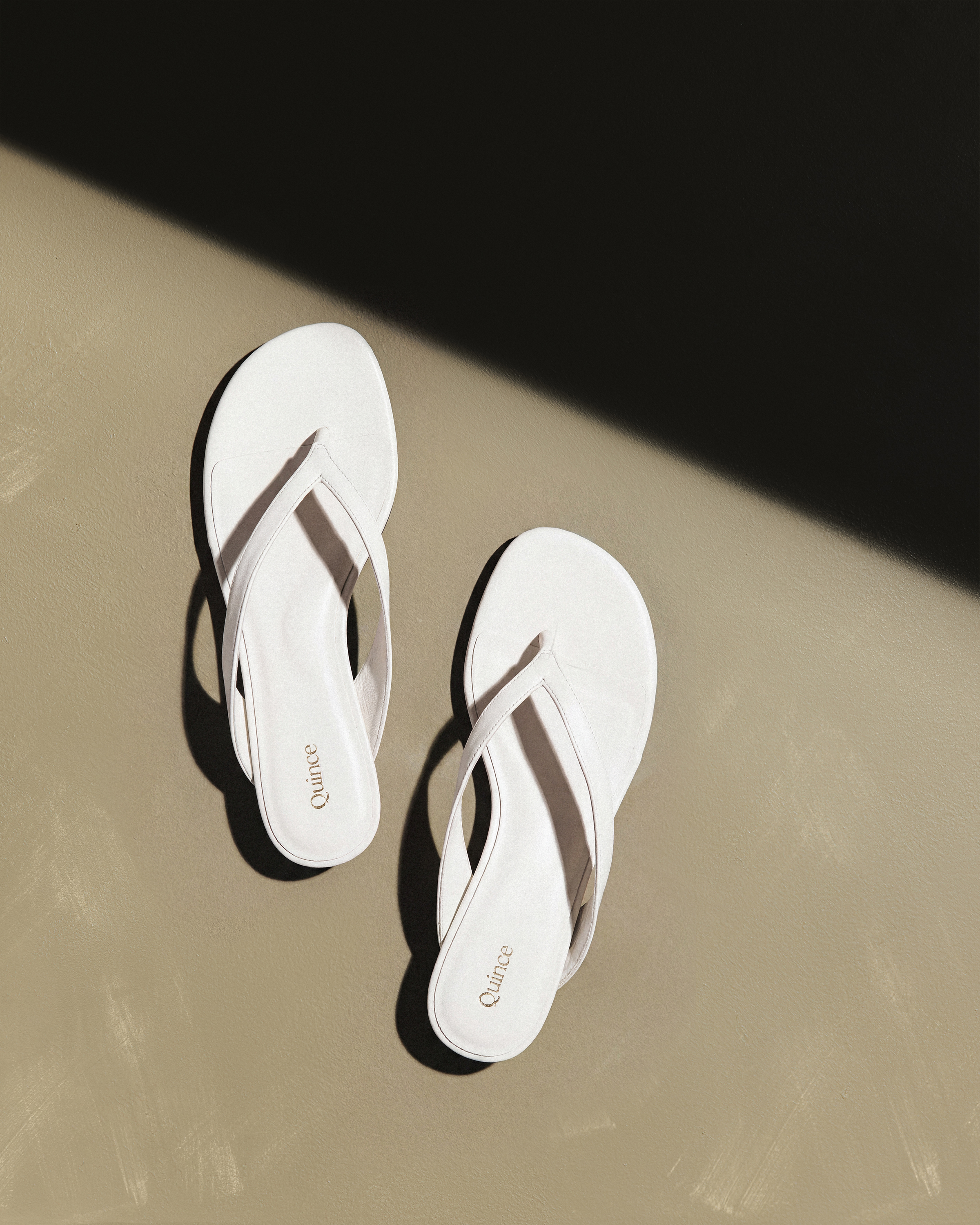 White Italian Leather Thong Kitten Heel Sandal