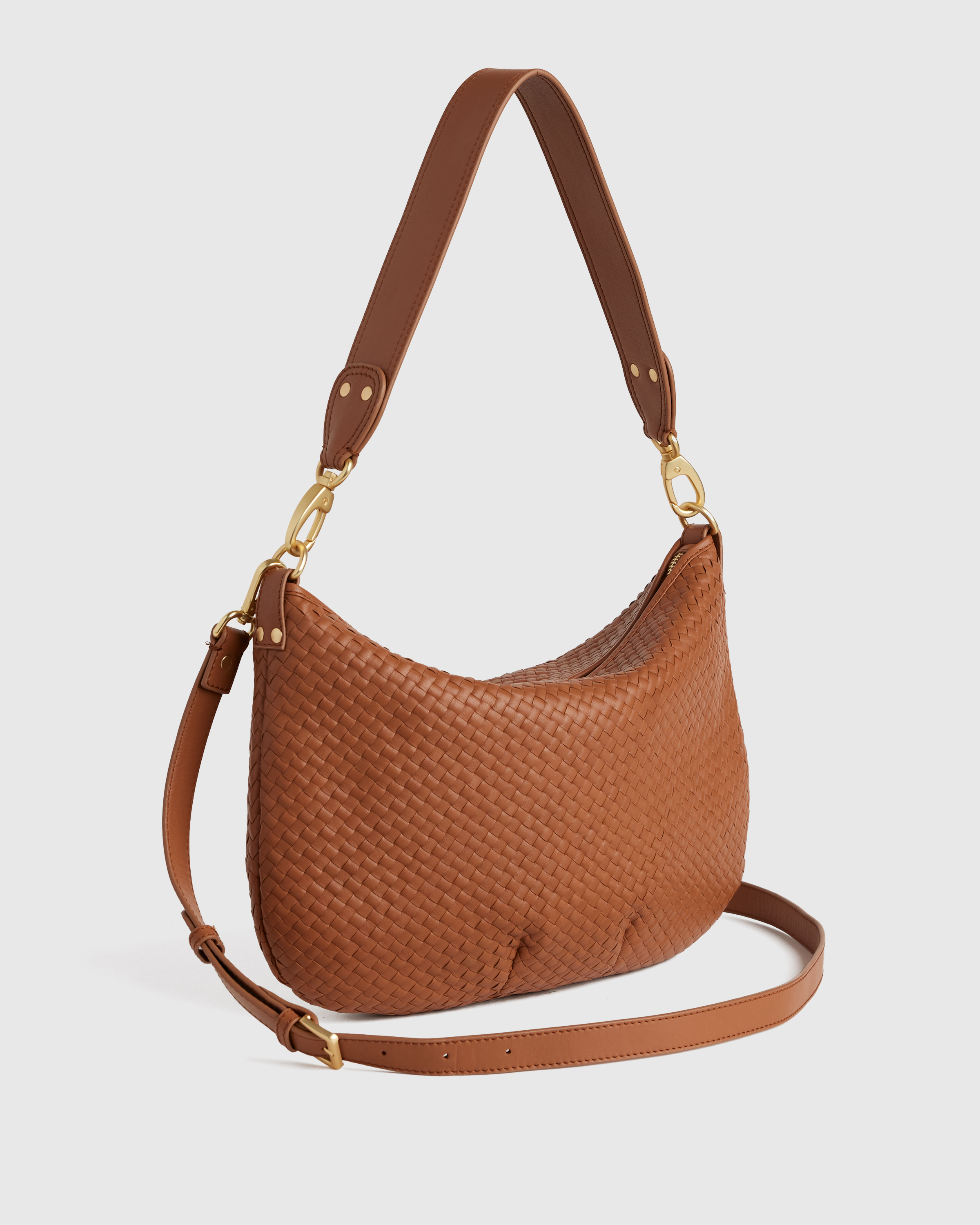 Italian Leather Convertible Crescent Handwoven Shoulder Bag