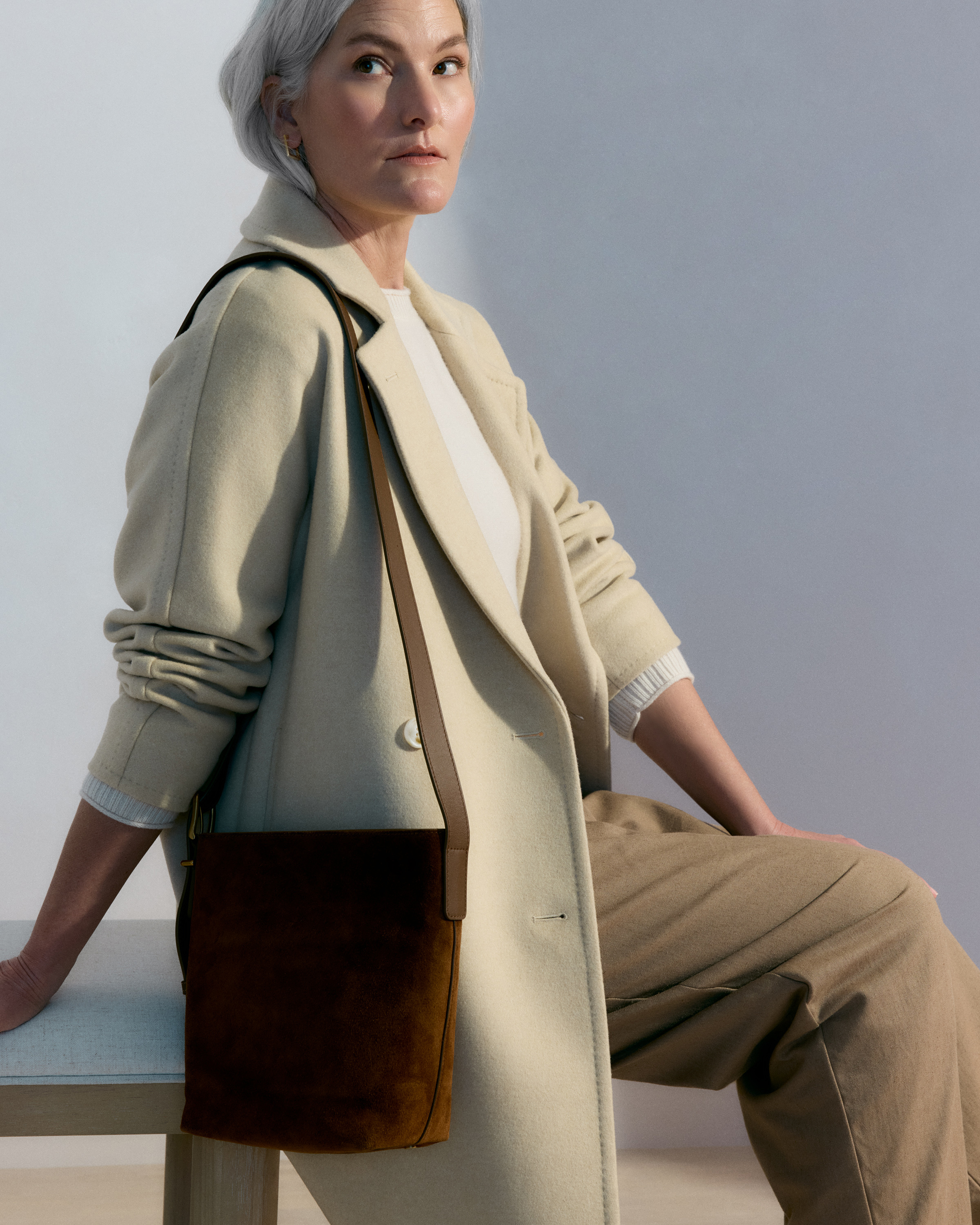 Italian Suede Bucket Crossbody