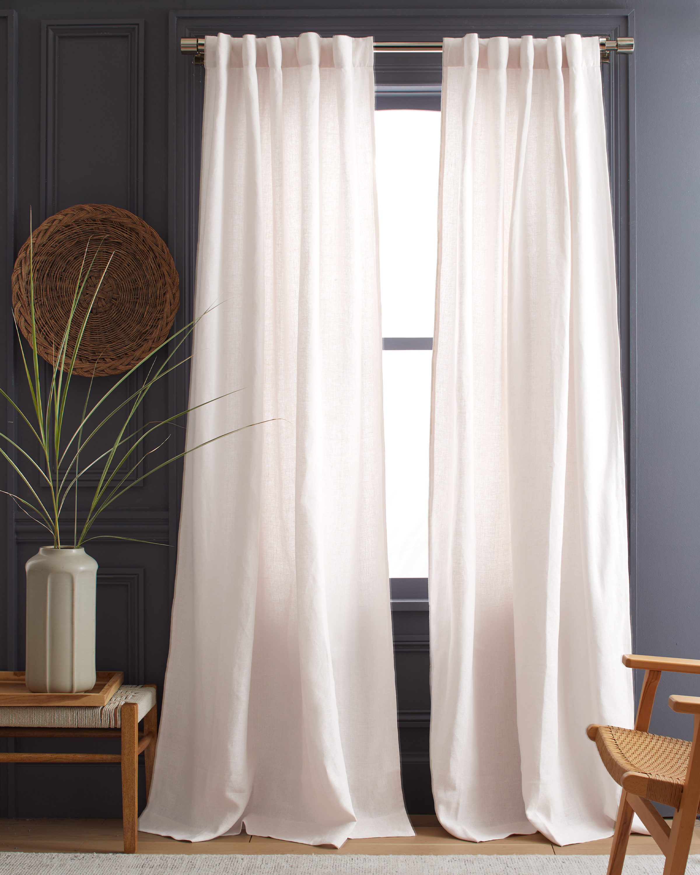 White Heavyweight European Linen Curtain