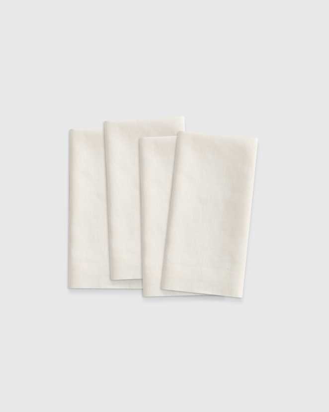 Ivory European Linen Wide-Hem Napkins, Set of 4