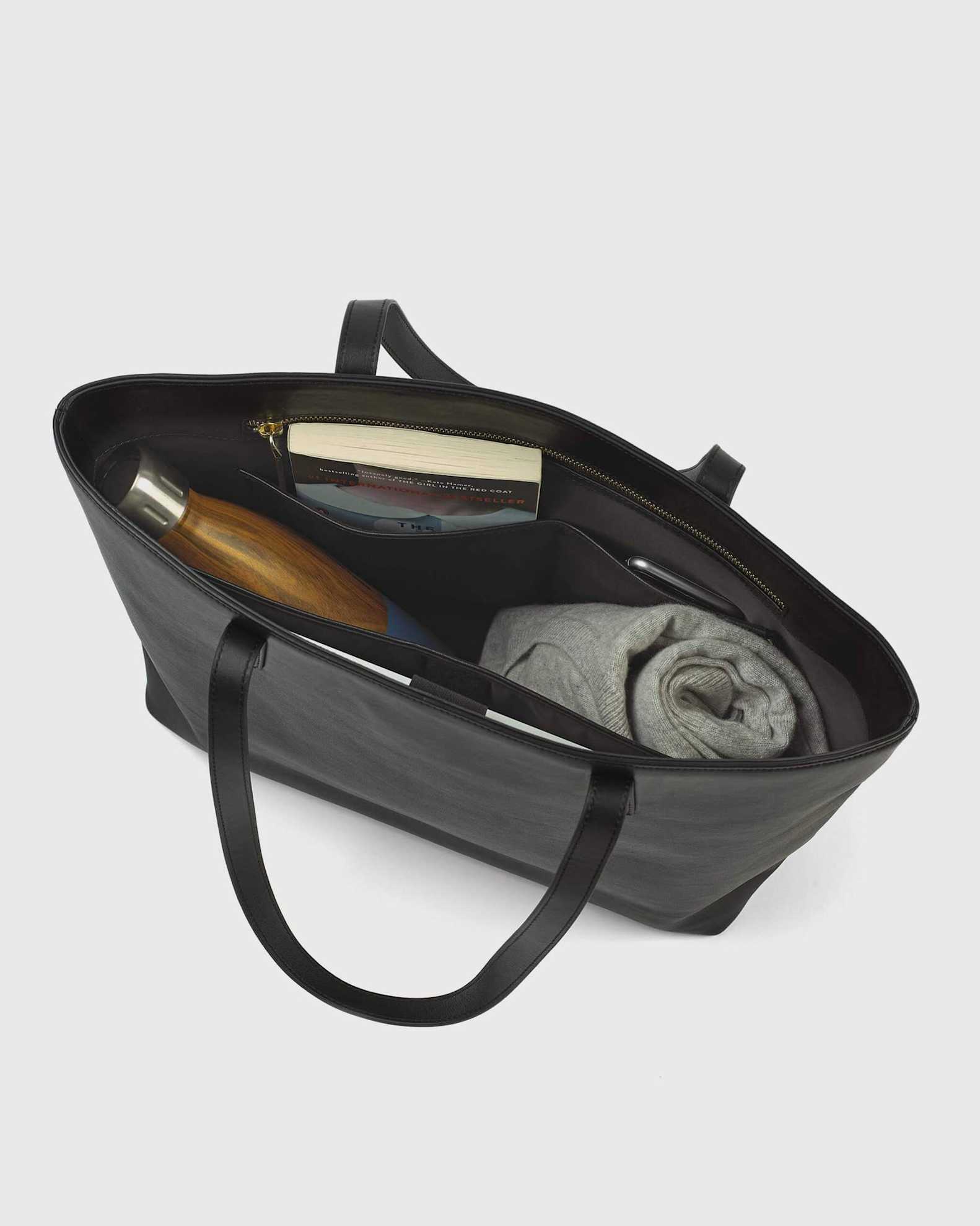 Italian Leather Triple Compartment Shopper Tote