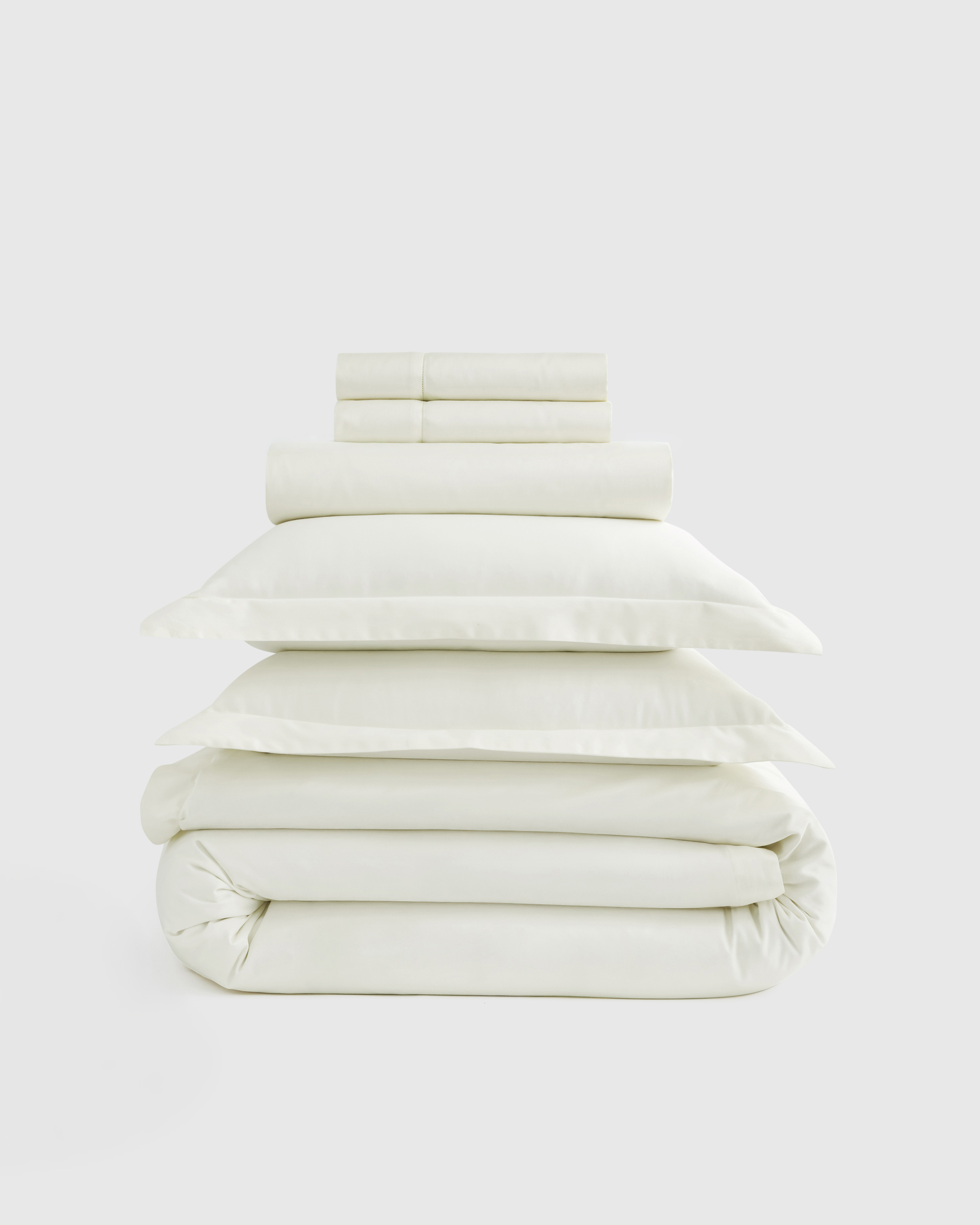 Ivory Giza Egyptian Cotton Sateen Deluxe Bedding Bundle