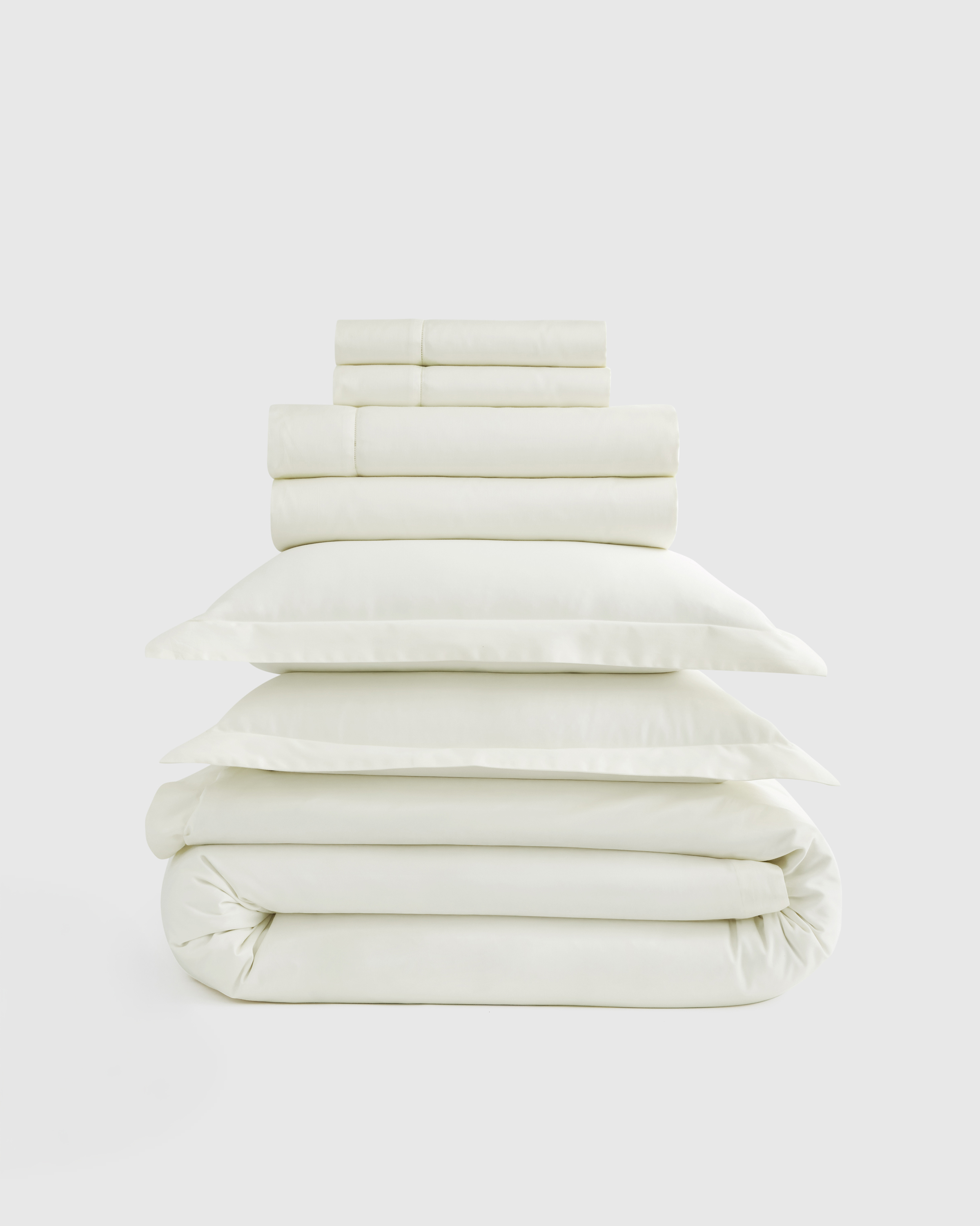 signature giza cotton sateen deluxe bedding bundle, king, ivory
