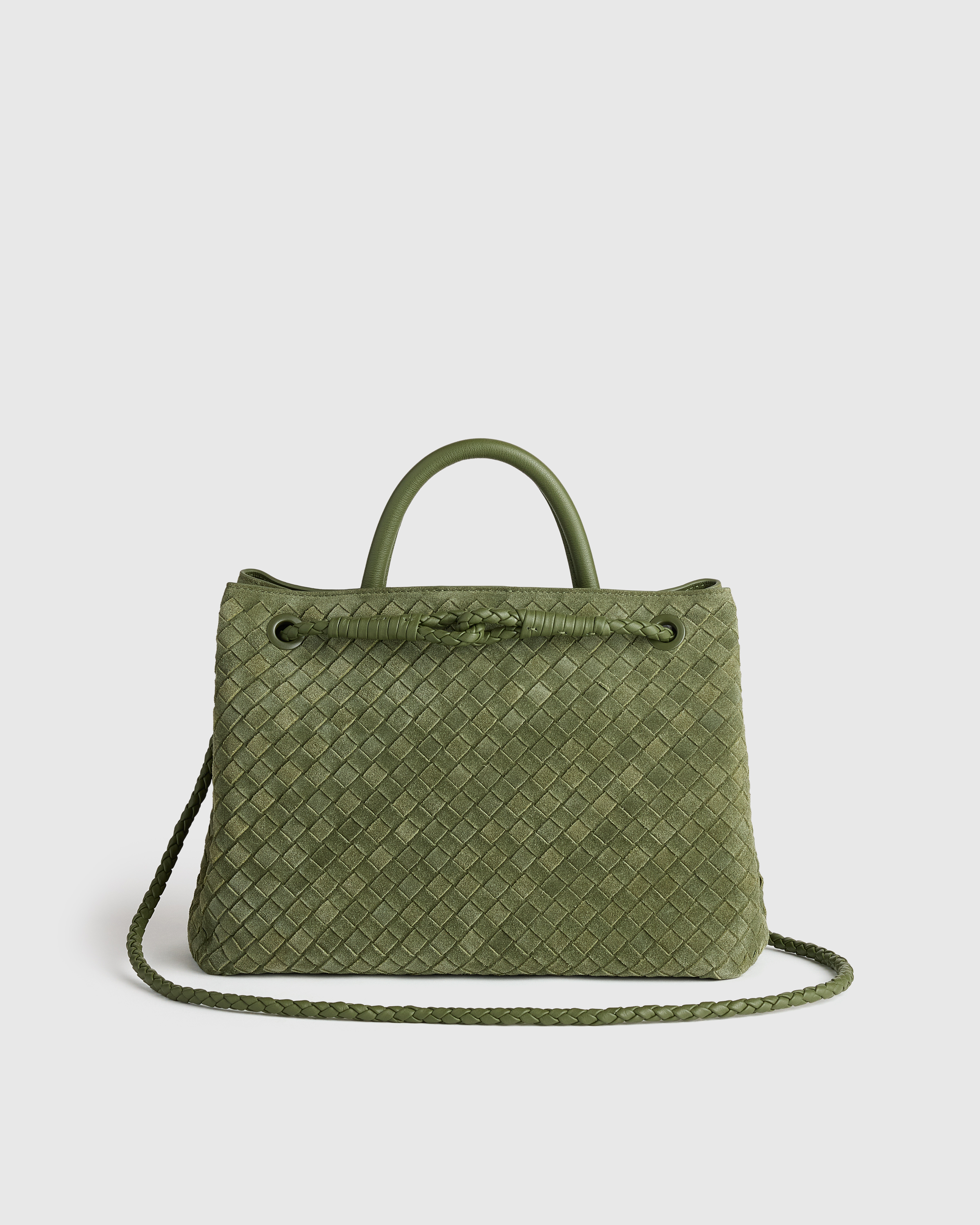 Olive Romy Suede Handwoven Satchel