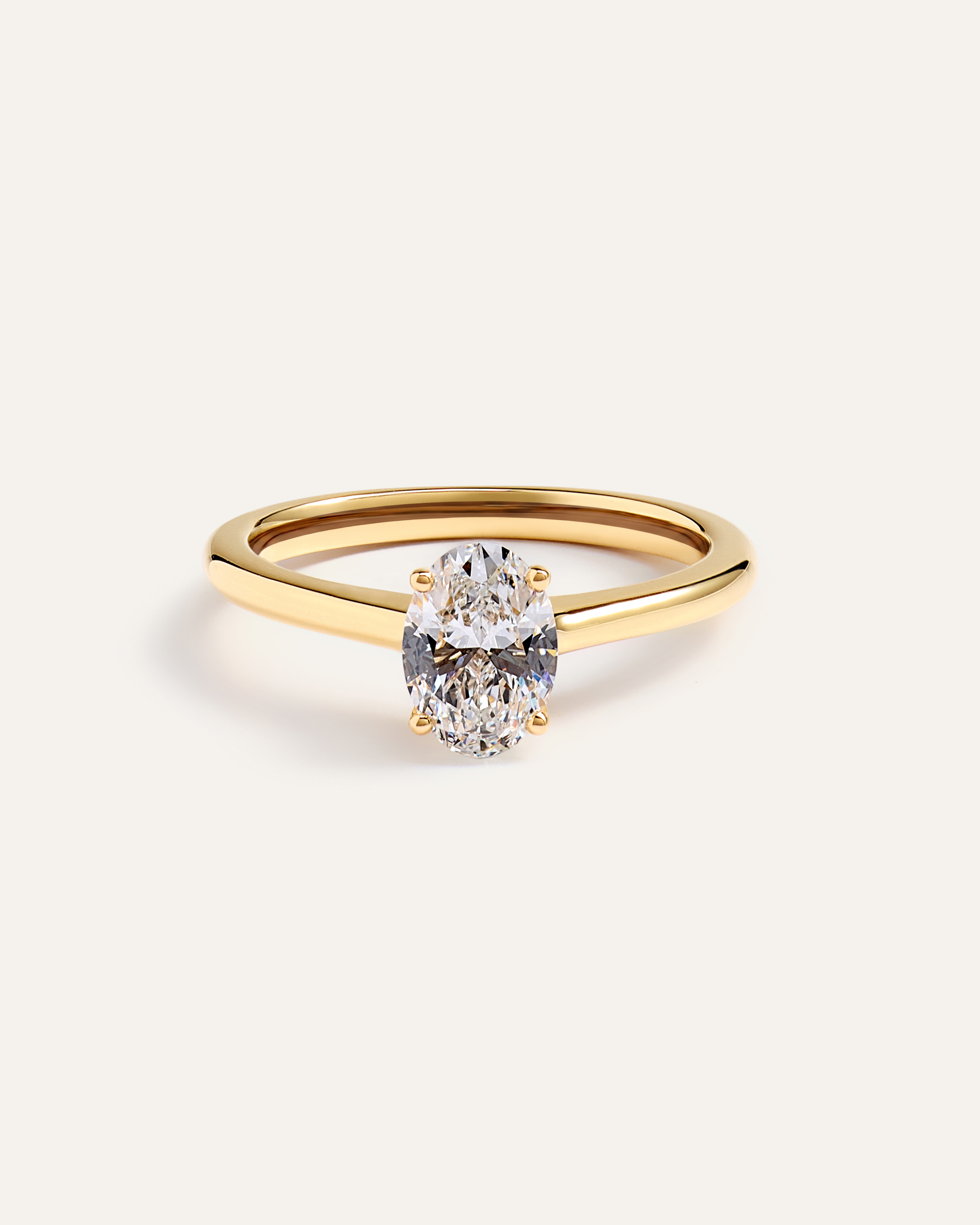 Yellow Gold Lab Grown Diamond Oval Trellis Cathedral Engagement Ring - 1ct