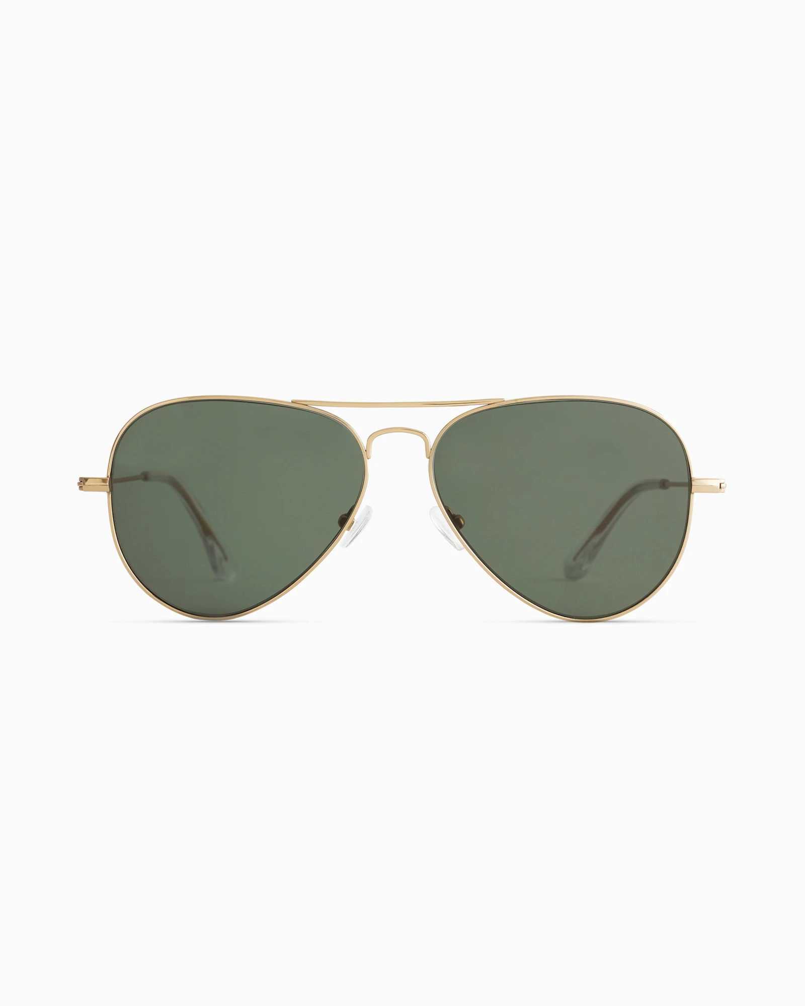 Halston Polarized Stainless Steel Aviator Sunglasses in Gold with Green lens