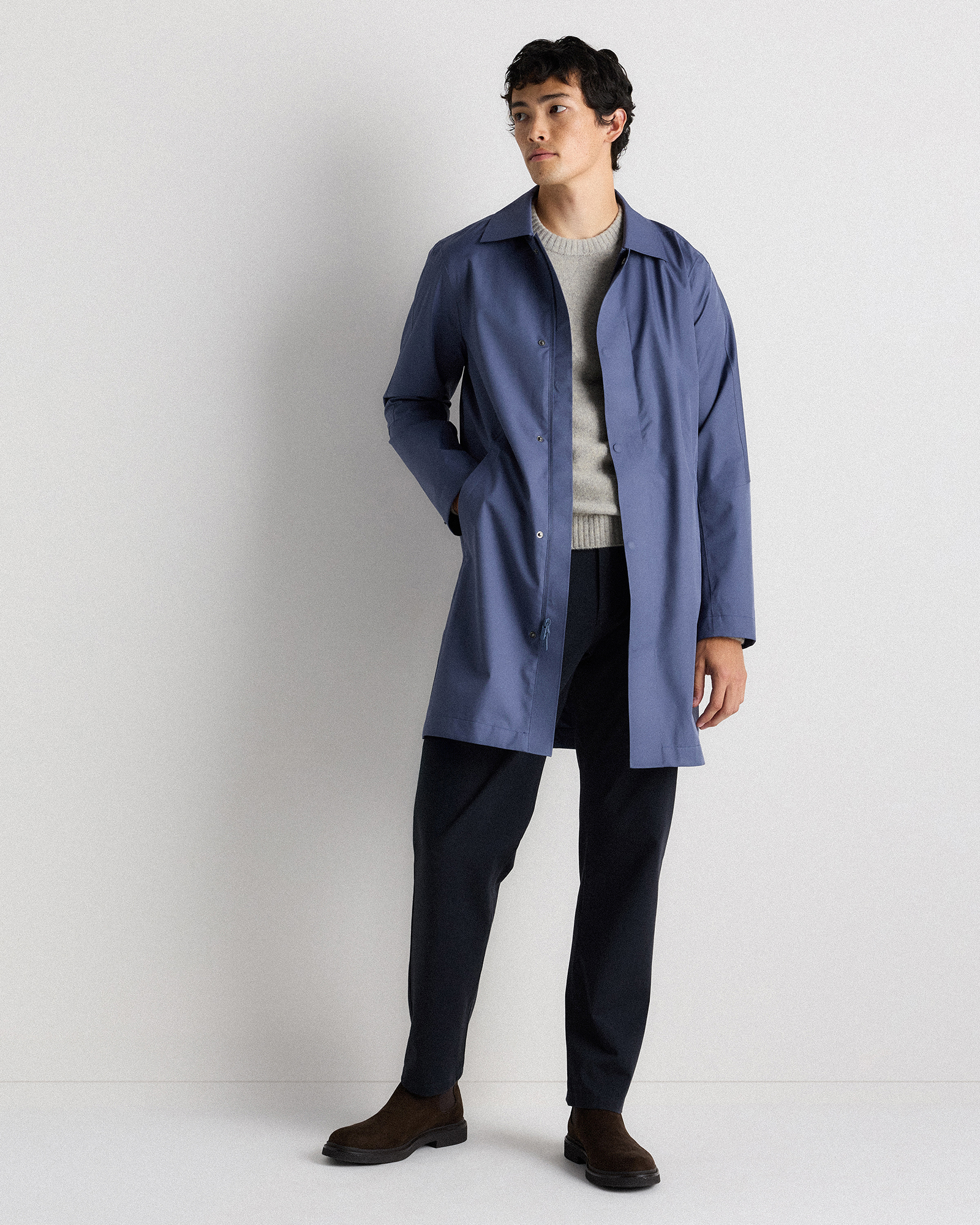 Storm Blue Veste longue imperméable et résistante aux intempéries