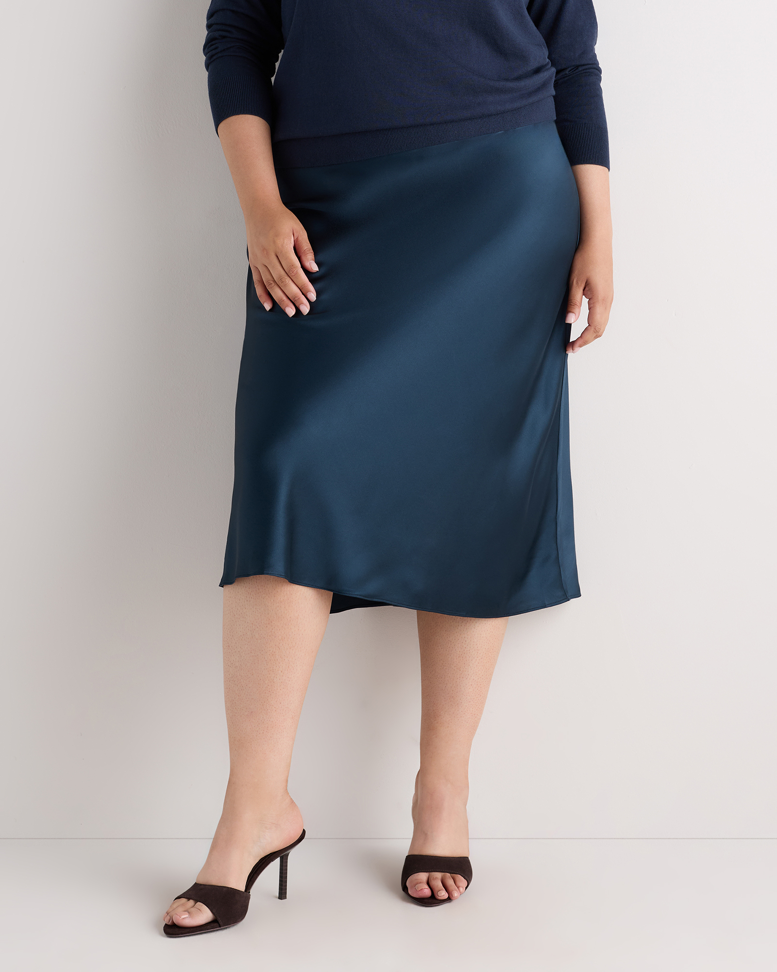 Stratus Blue 100% Washable Silk Skirt