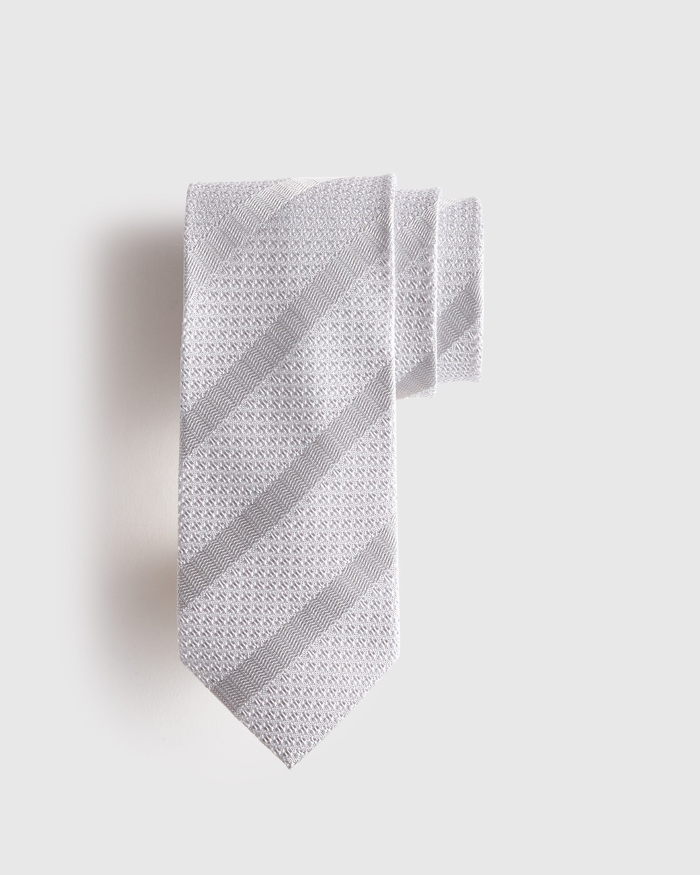 Silver 100% Silk Grenadine Tie