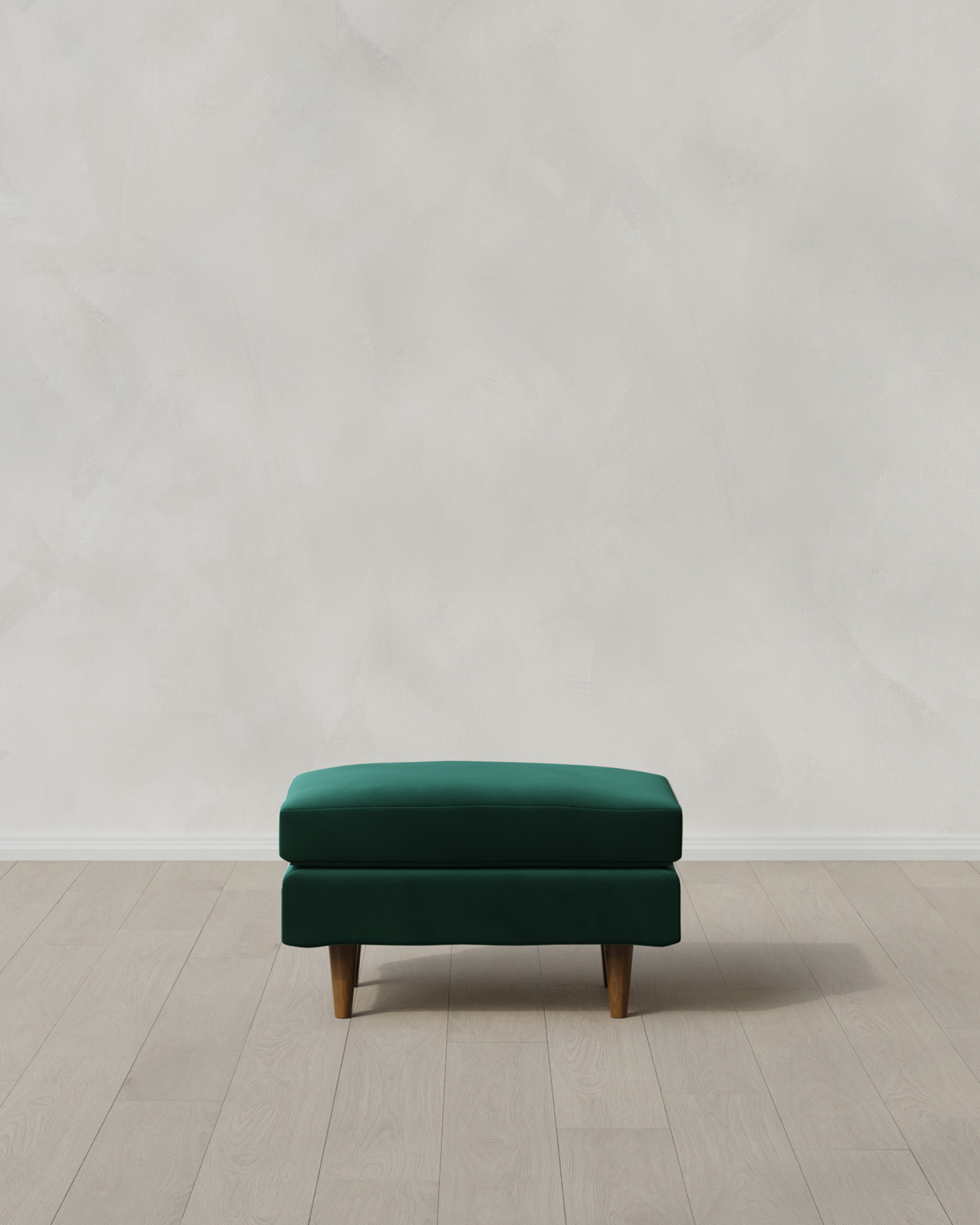 Spruce Atlas Midcentury Ottoman in Performance Velvet