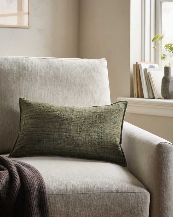 Olive Raw Silk Pillow Cover (Set of 2)