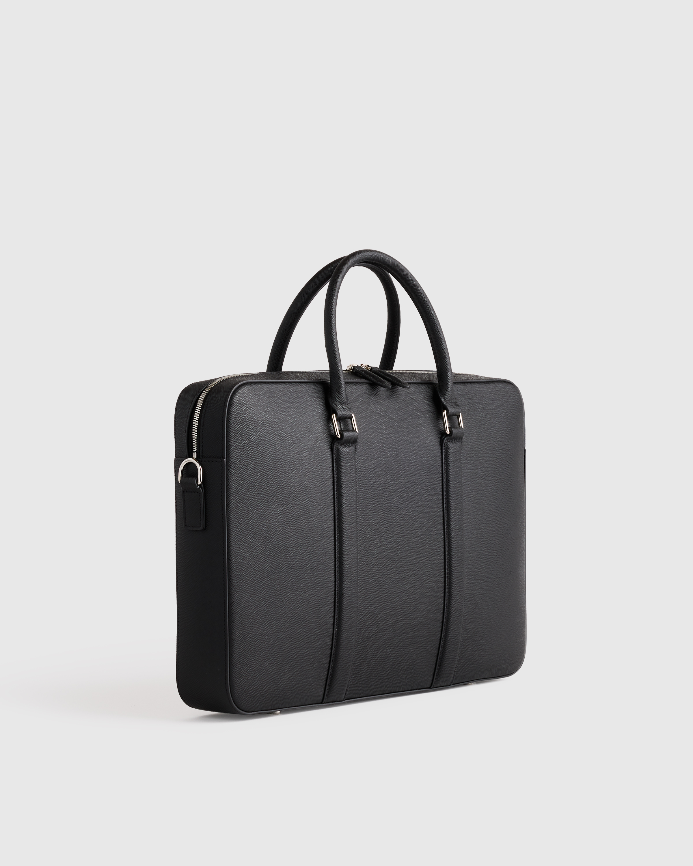 Italian Saffiano Briefcase in Hickory