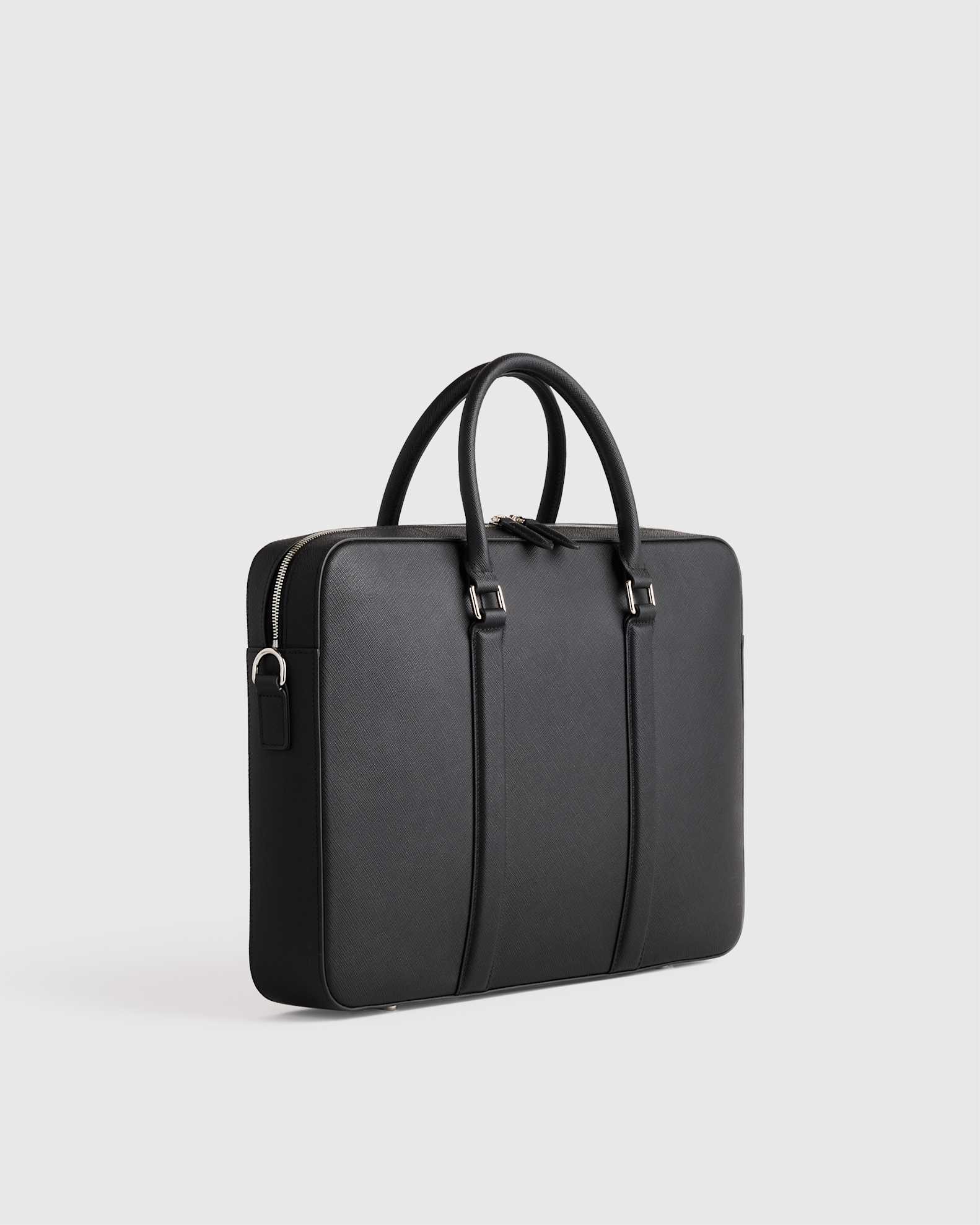 Italian Saffiano Briefcase in Hickory