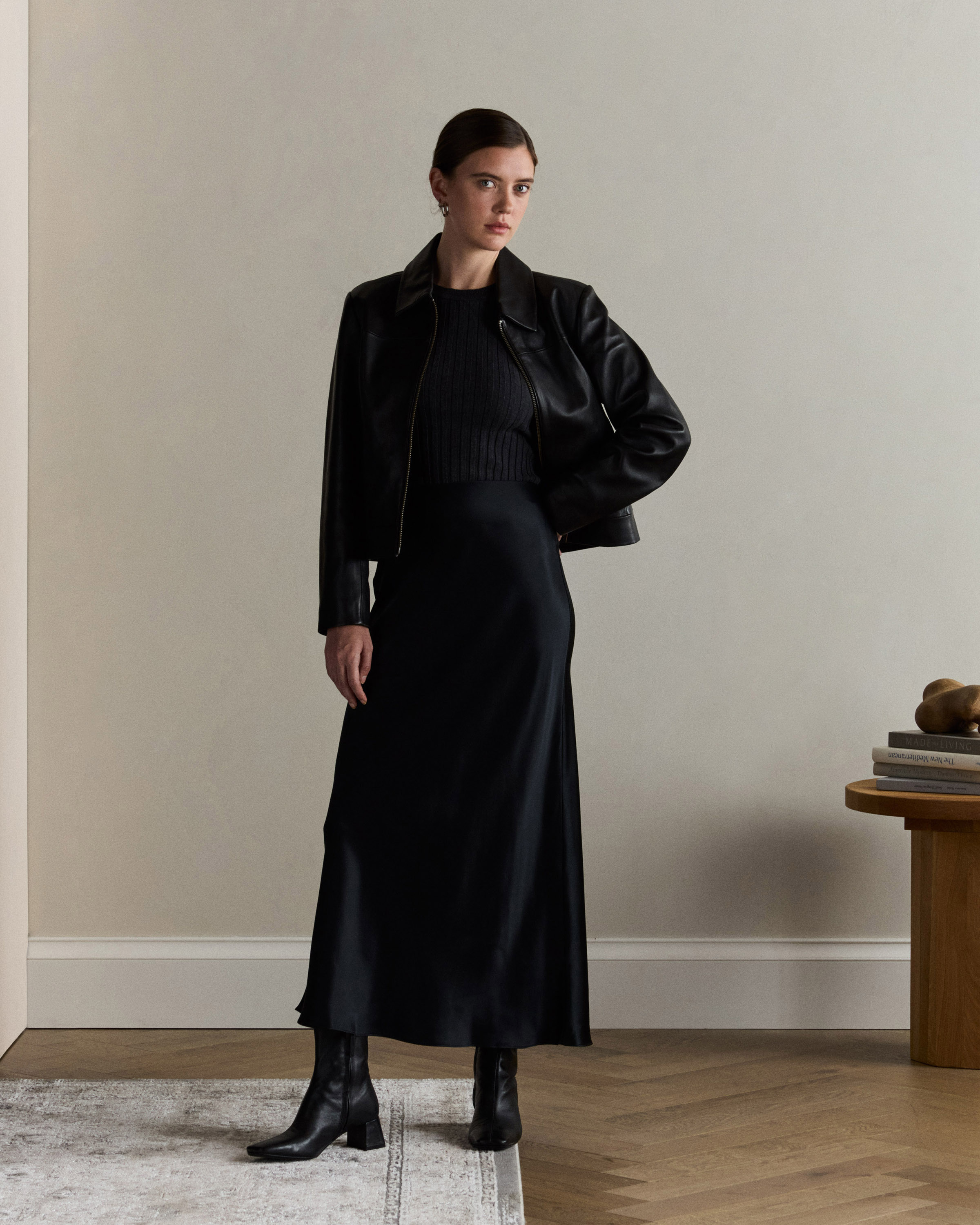 100% Leather Cropped Zip-Front Jacket