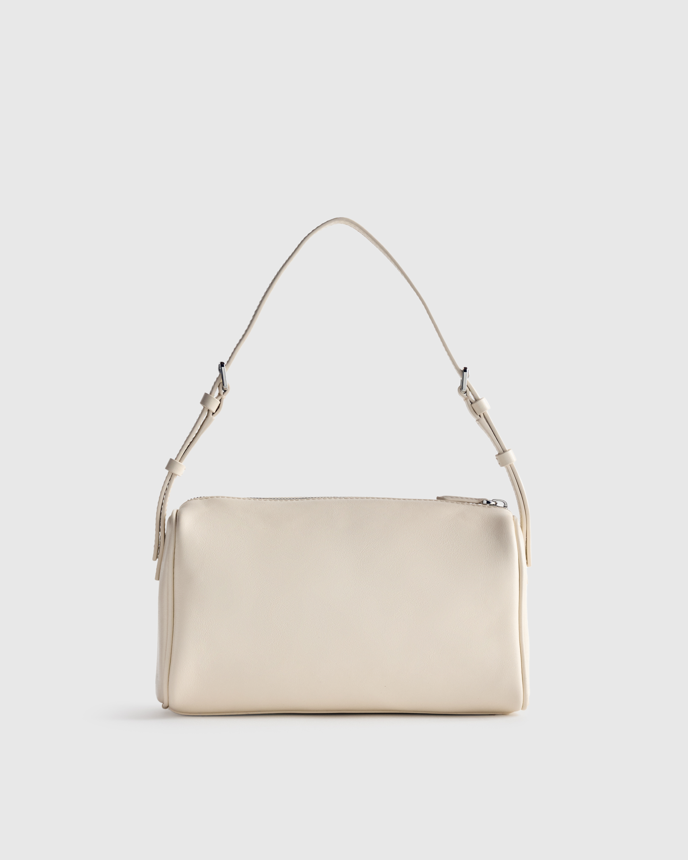 Soft Ivory Italian Leather Mini Barrel Shoulder Bag