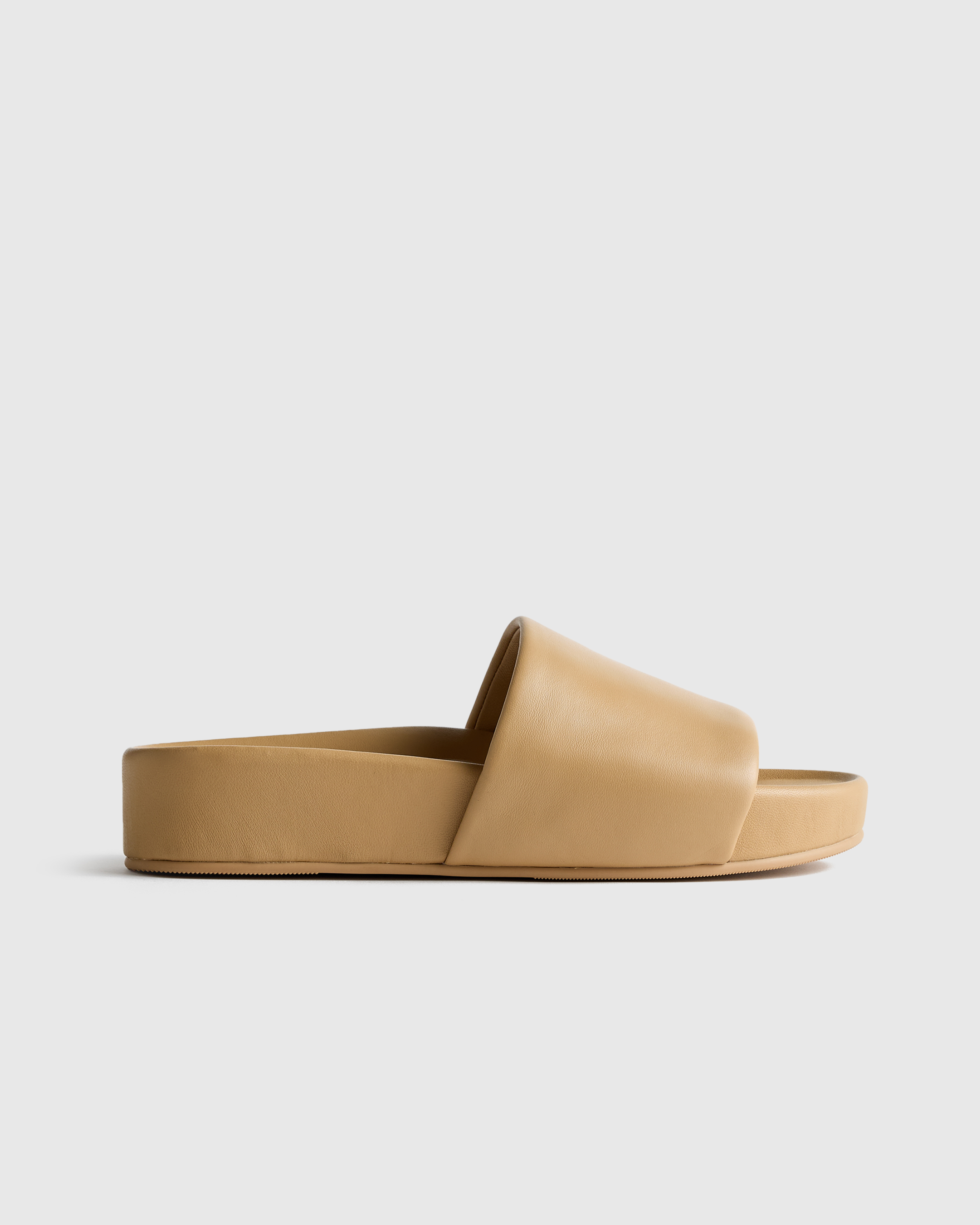 Cashew Italian Leather Platform Slide Sandal