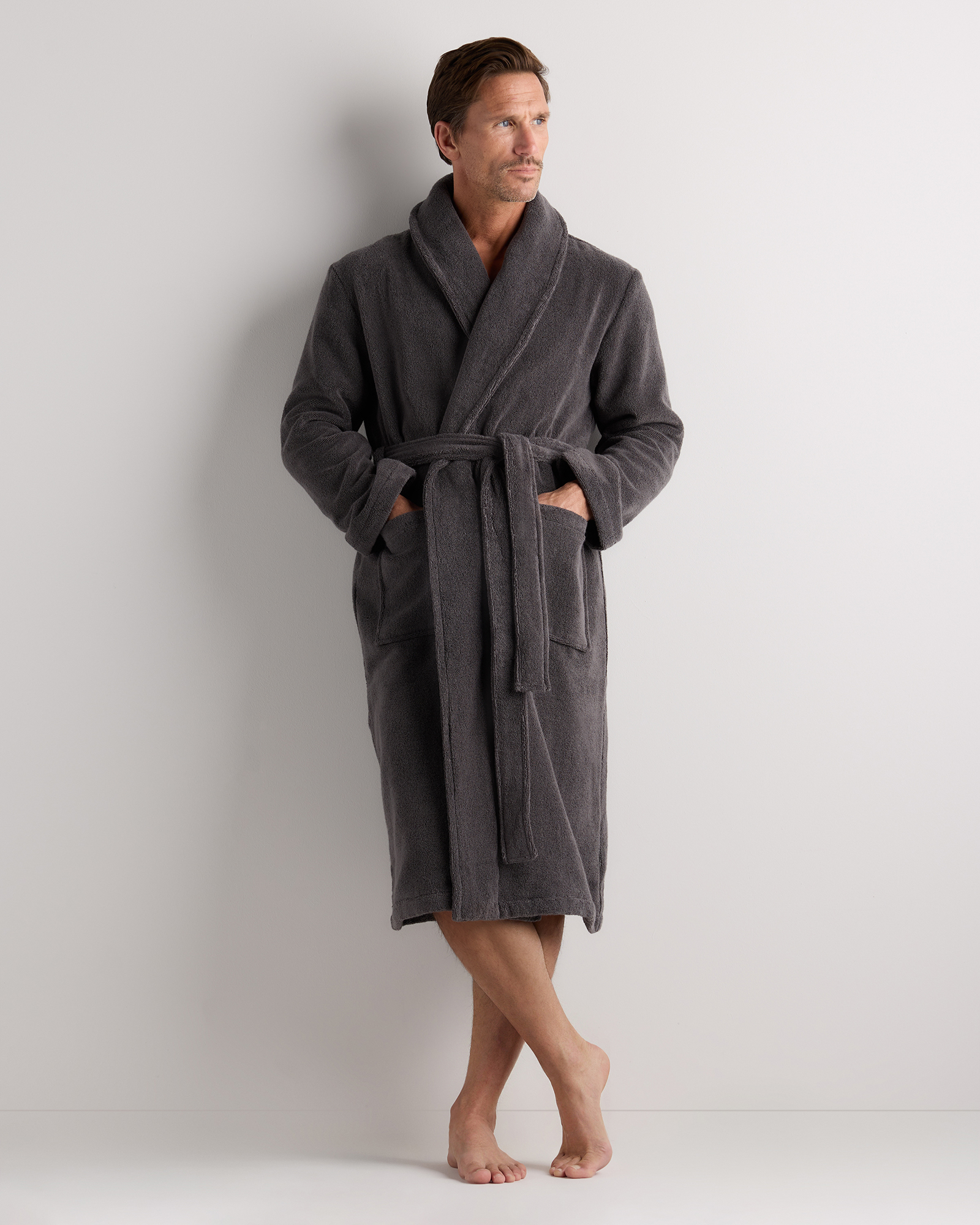 Charcoal Plush Turkish Cotton Terry Robe