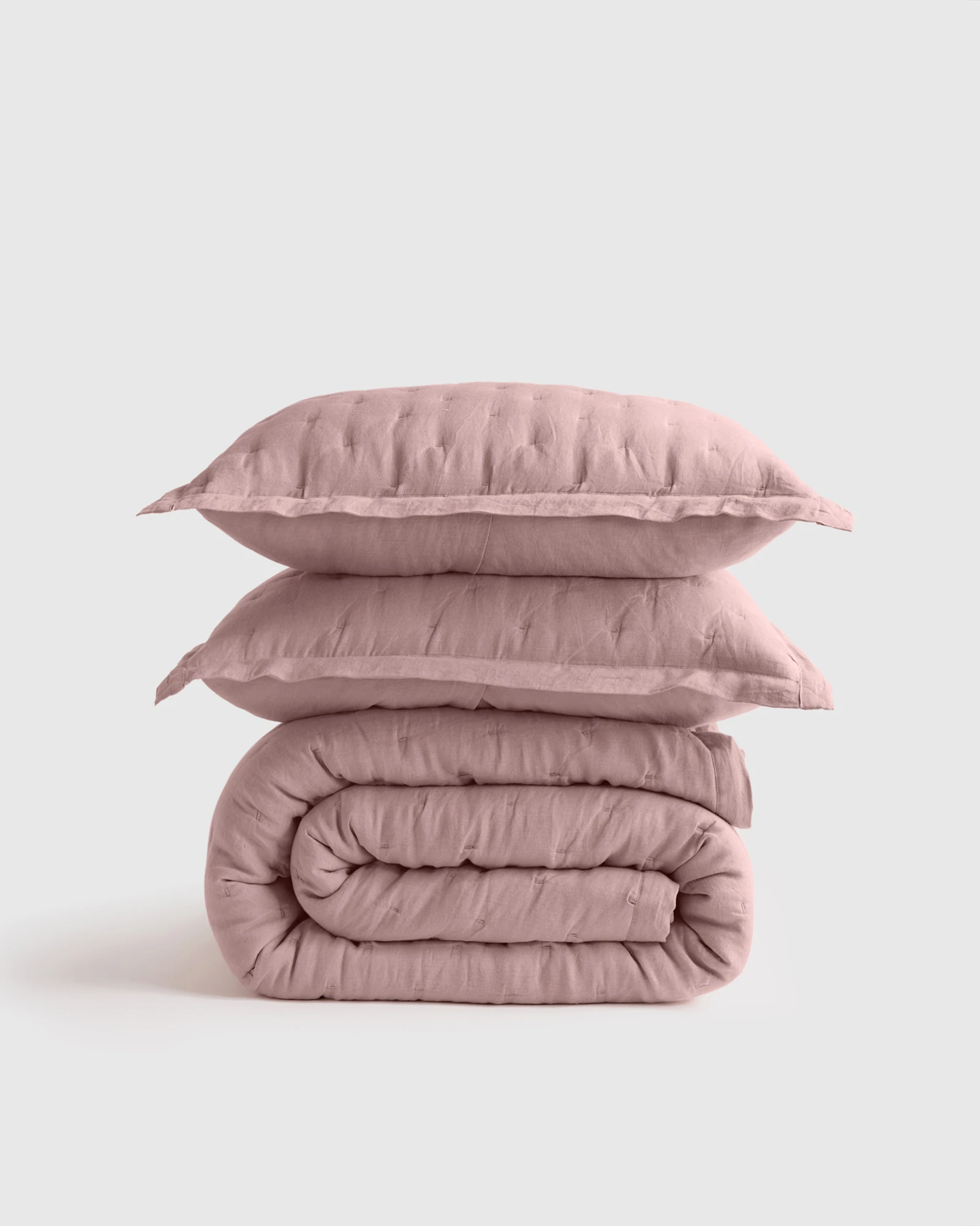 European Linen Dream Quilt Set - Dusty_Mauve, Full/Queen (w/ shams)