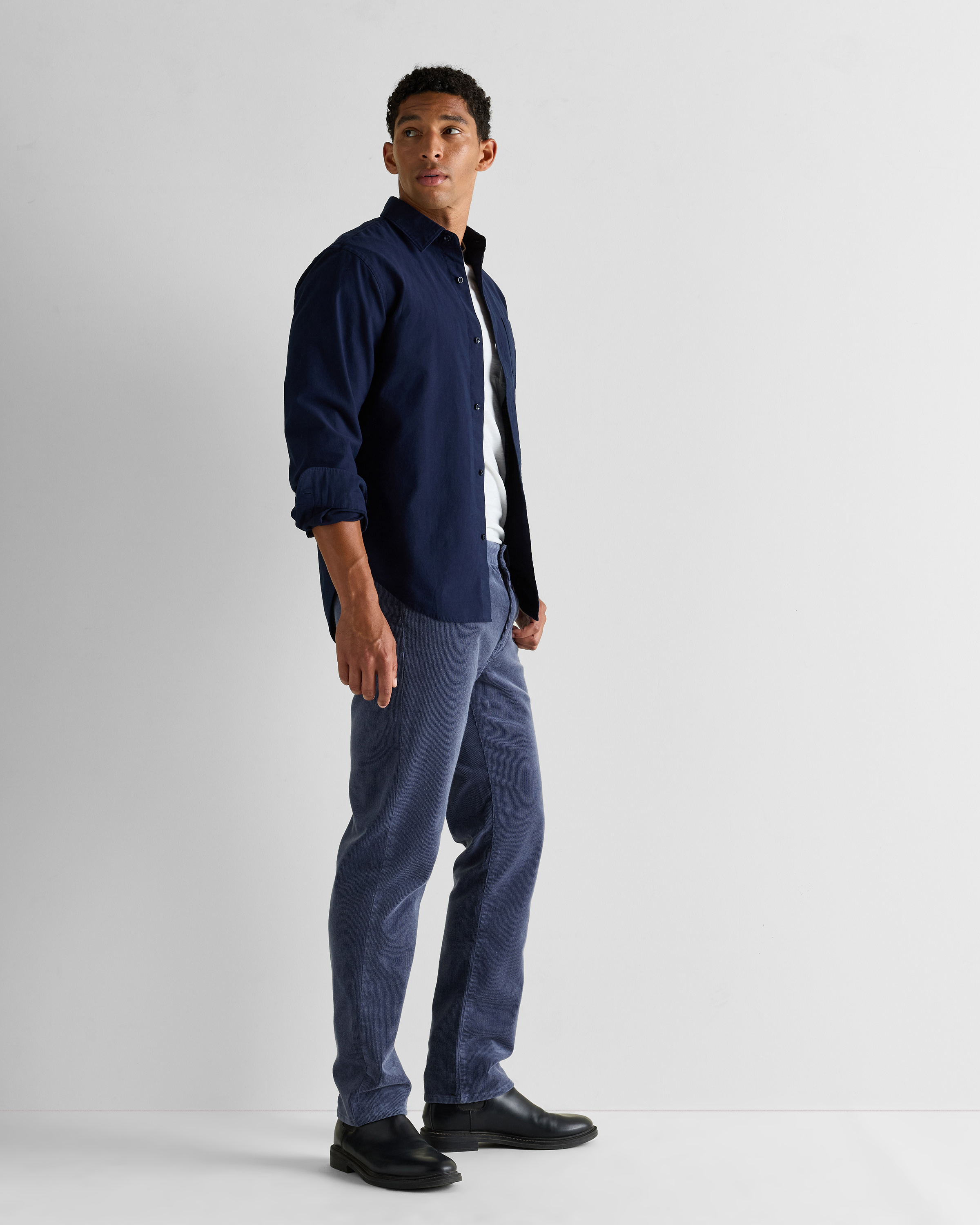 Organic Stretch Corduroy 5-Pocket Pants in Storm Blue