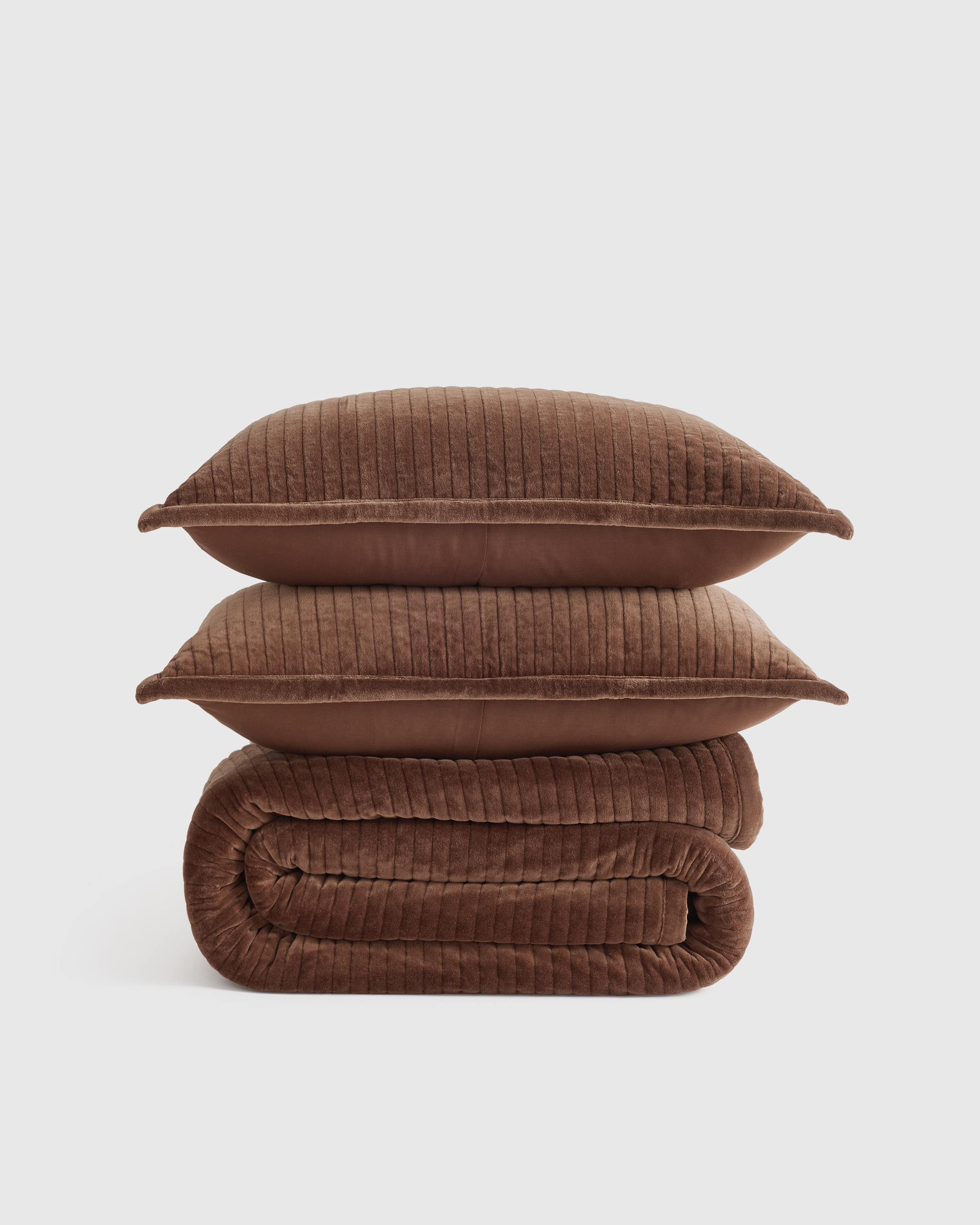 Chestnut Cotton Velvet Channel Quilt Set