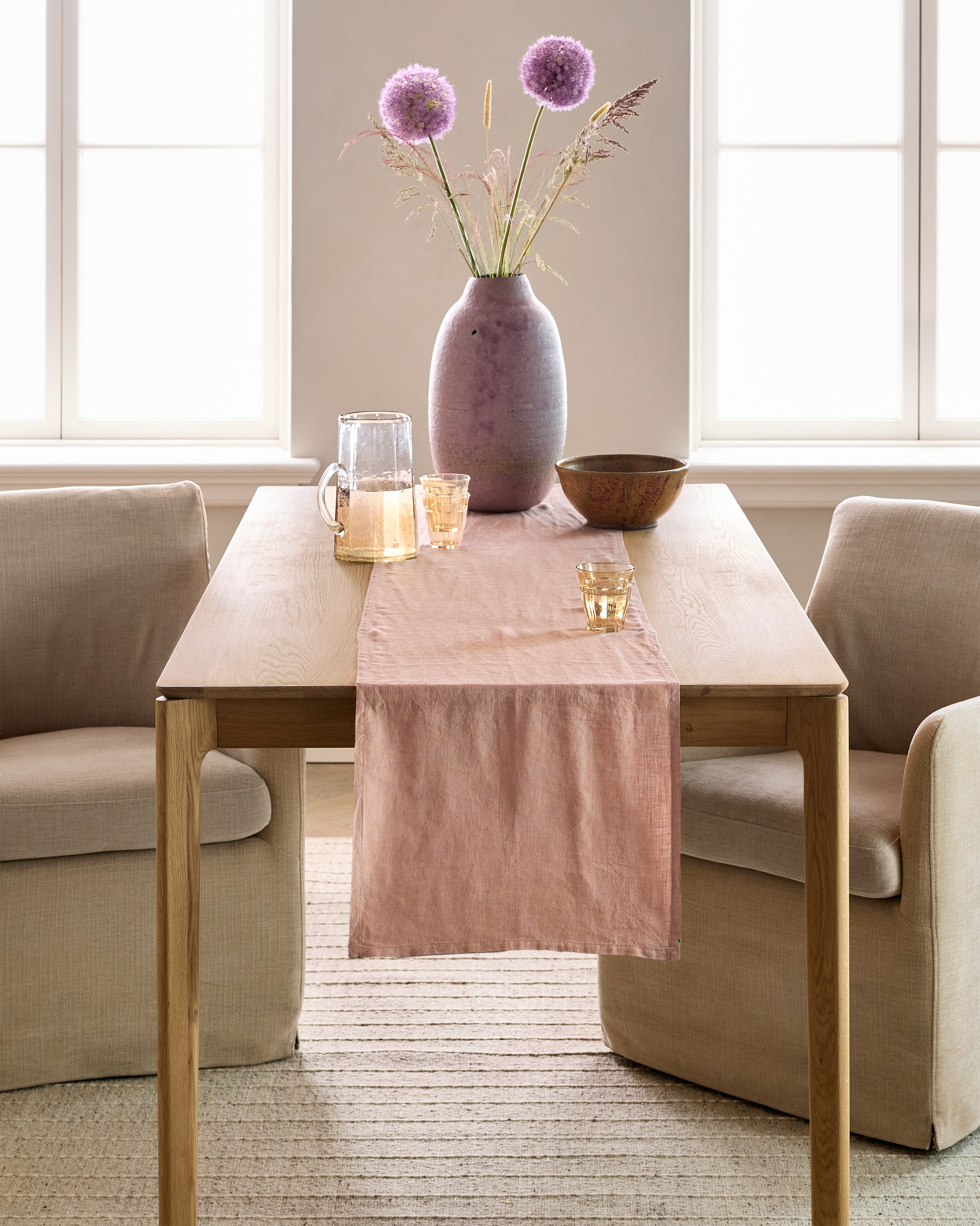 Dusty Mauve European Linen Table Runner