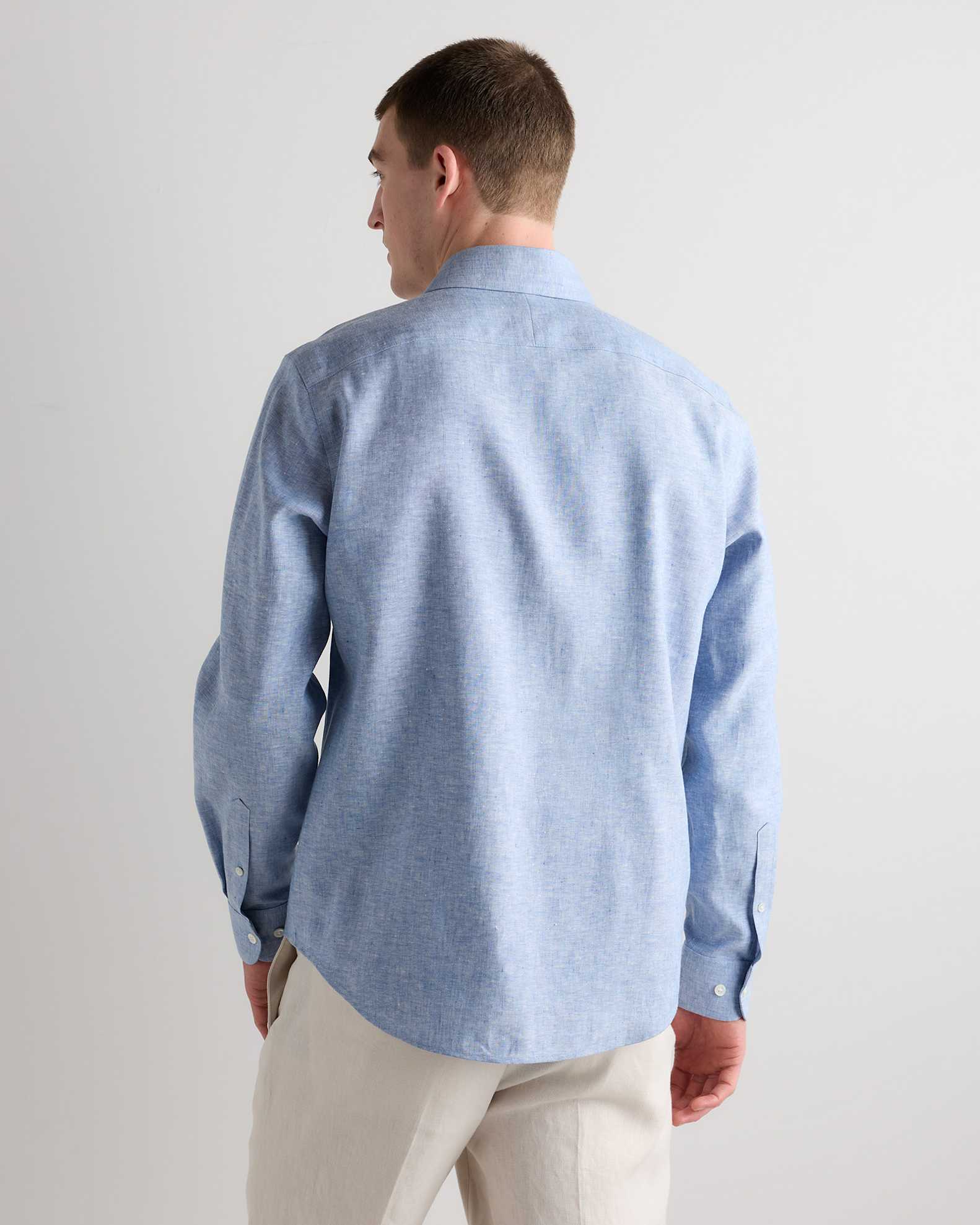 european style dress shirts Men's 100% European Linen Dress Shirt