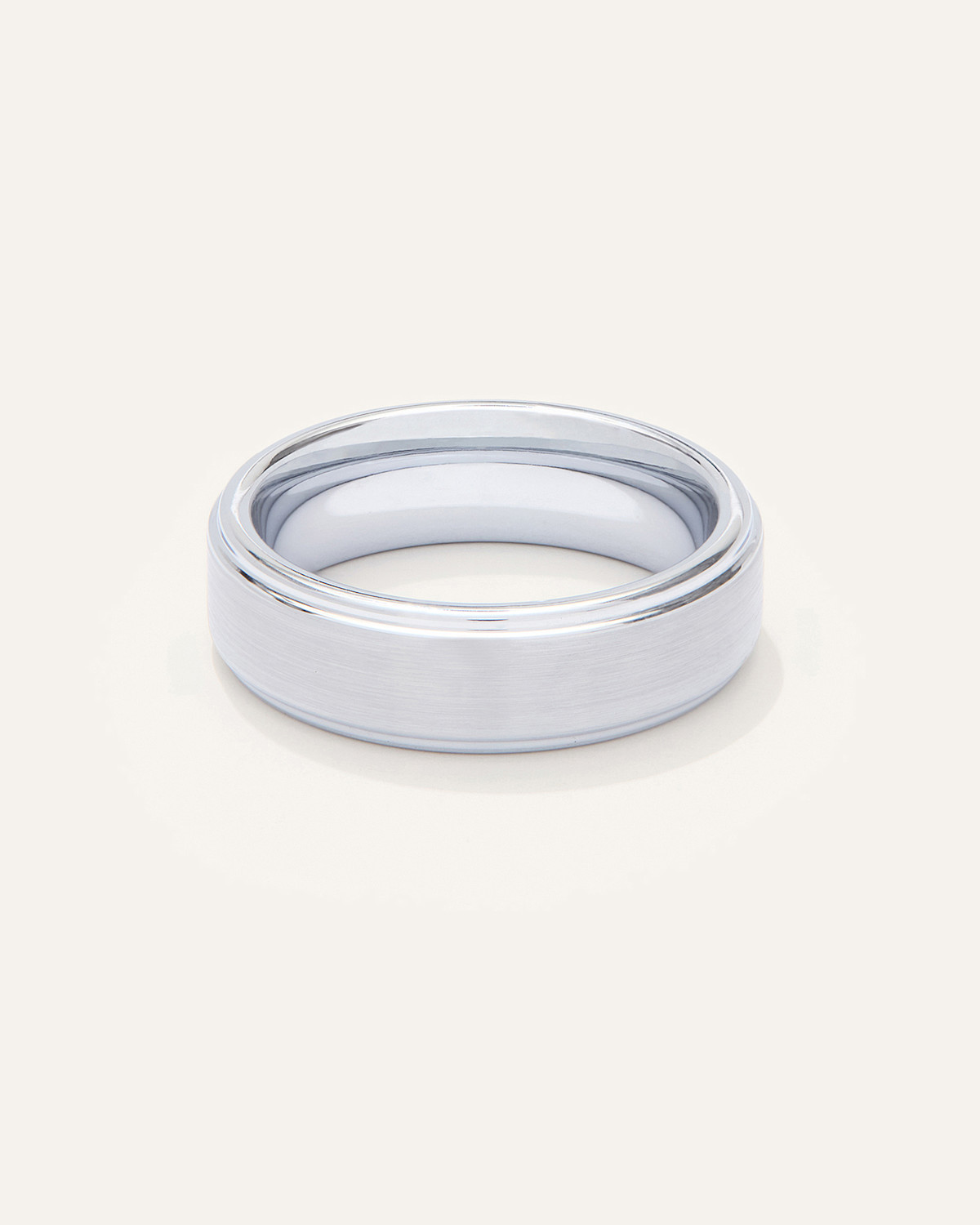 Quince Tungsten Carbide Brushed Step Edge Band in White