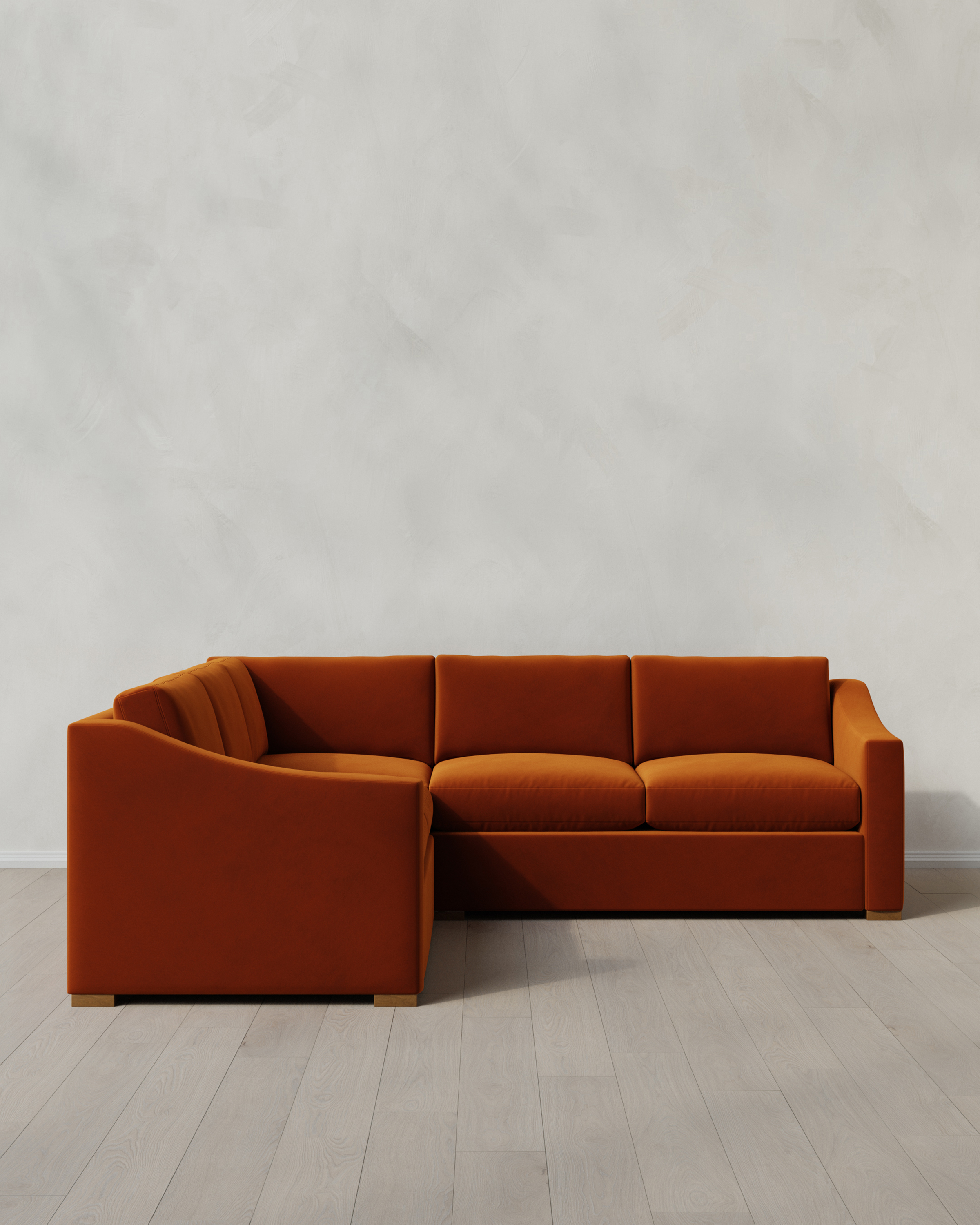 Rust Hollis Slope Arm L Sectional in Performance Velvet