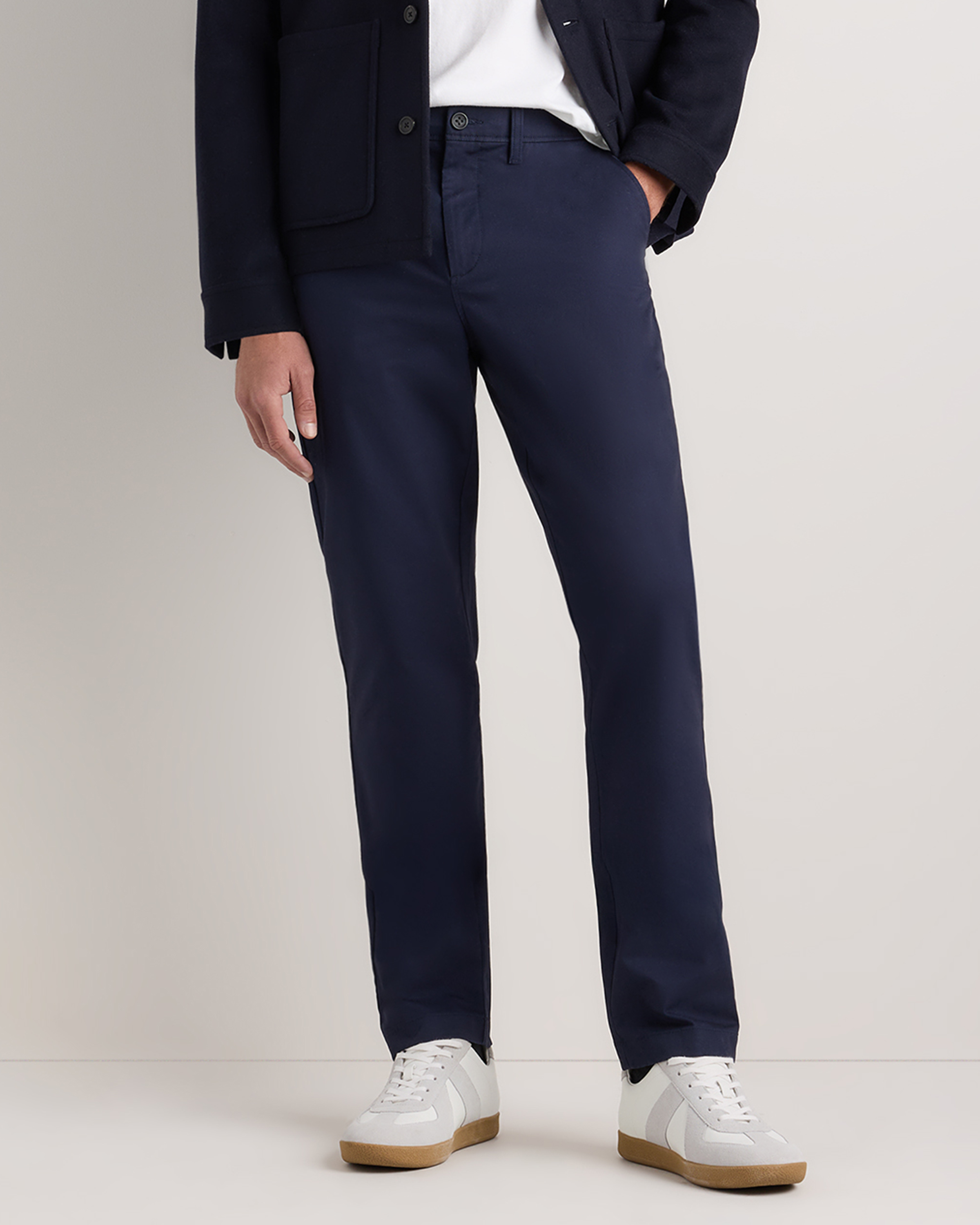 Deep Navy Organic Cotton Stretch Chino Pants - Straight