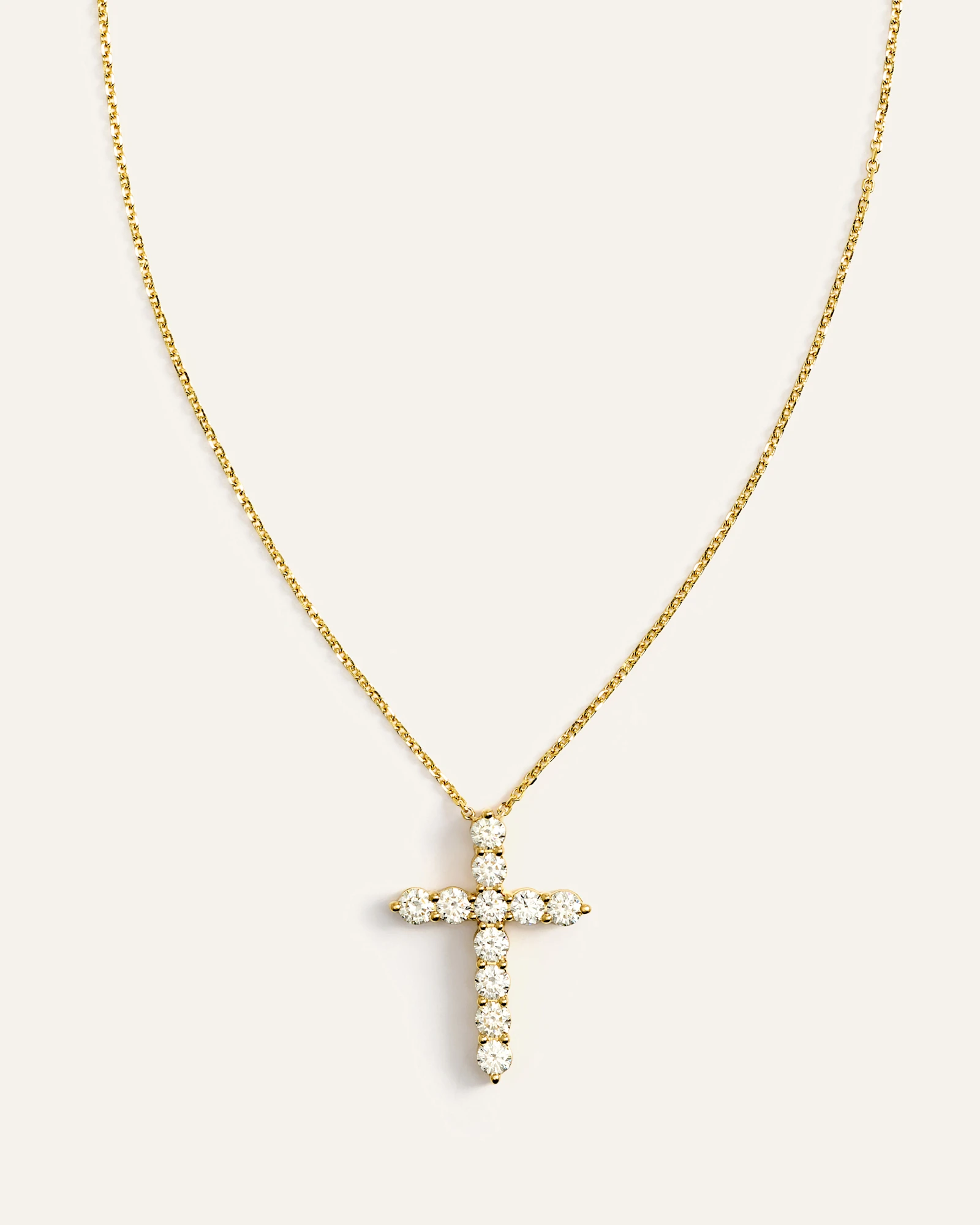 14K Gold Natural Diamond Cross Pendant Necklace