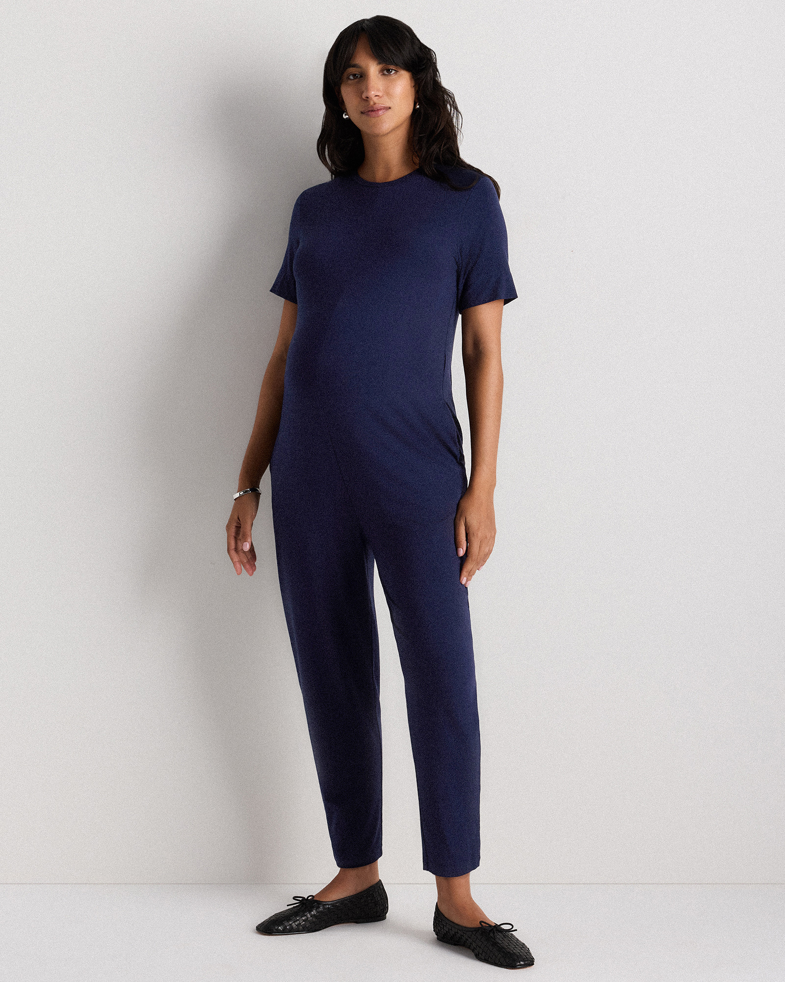 Deep Navy Bamboo Jersey Maternity Everyday Jumpsuit