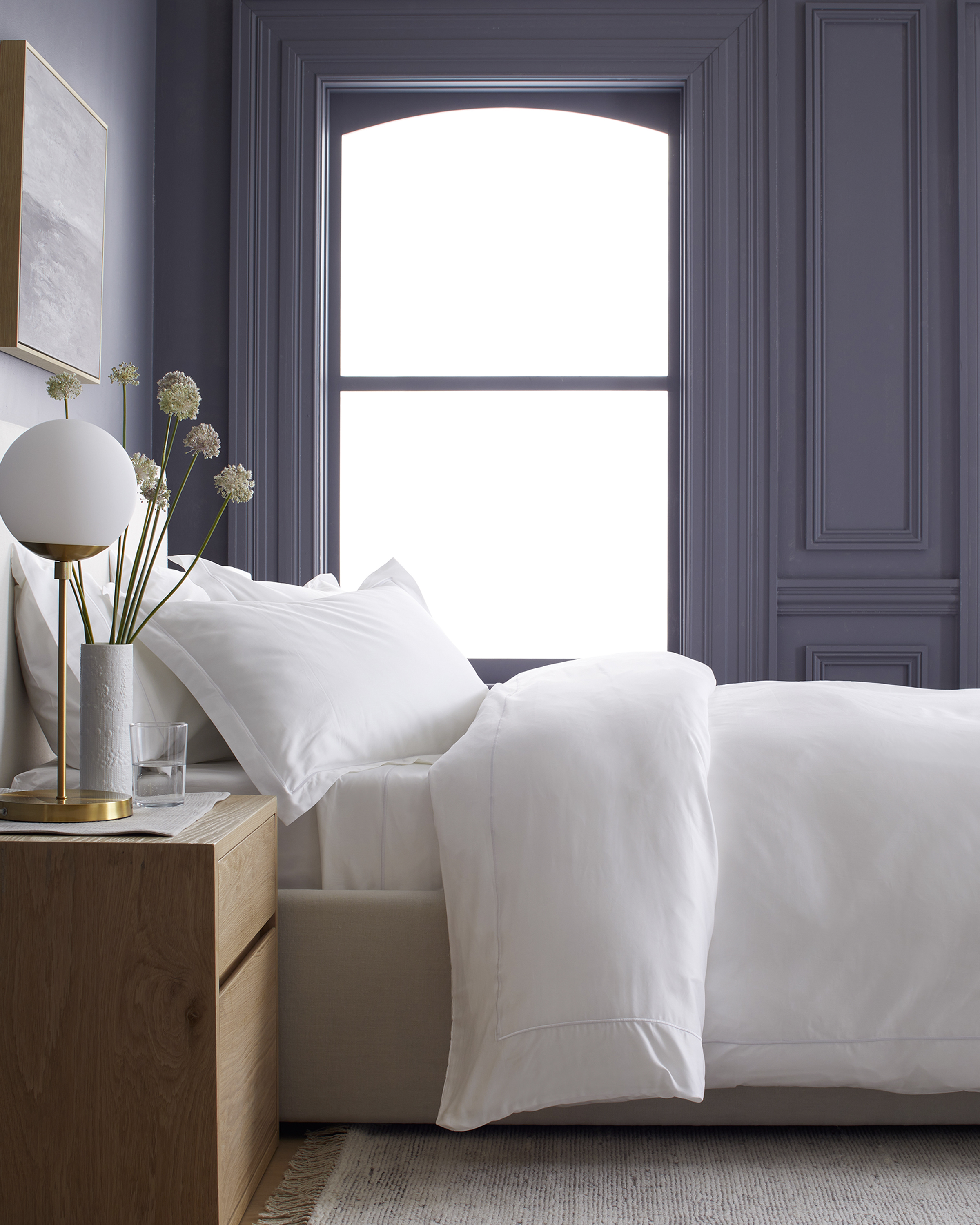 White Luxury Organic Sateen Embroidered Duvet Cover