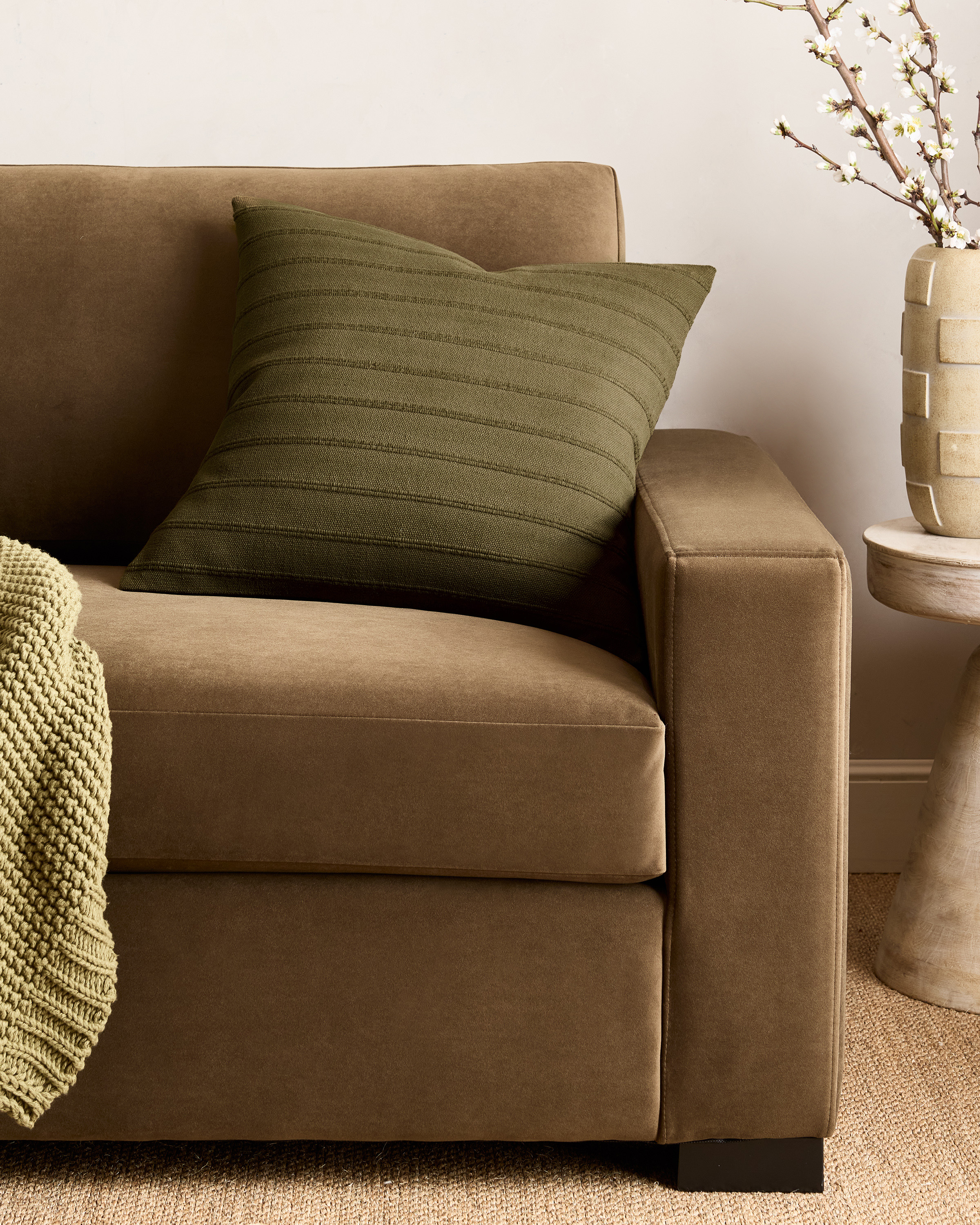 Olive Housses de coussin en coton à rayures texturées (ensemble de 2)