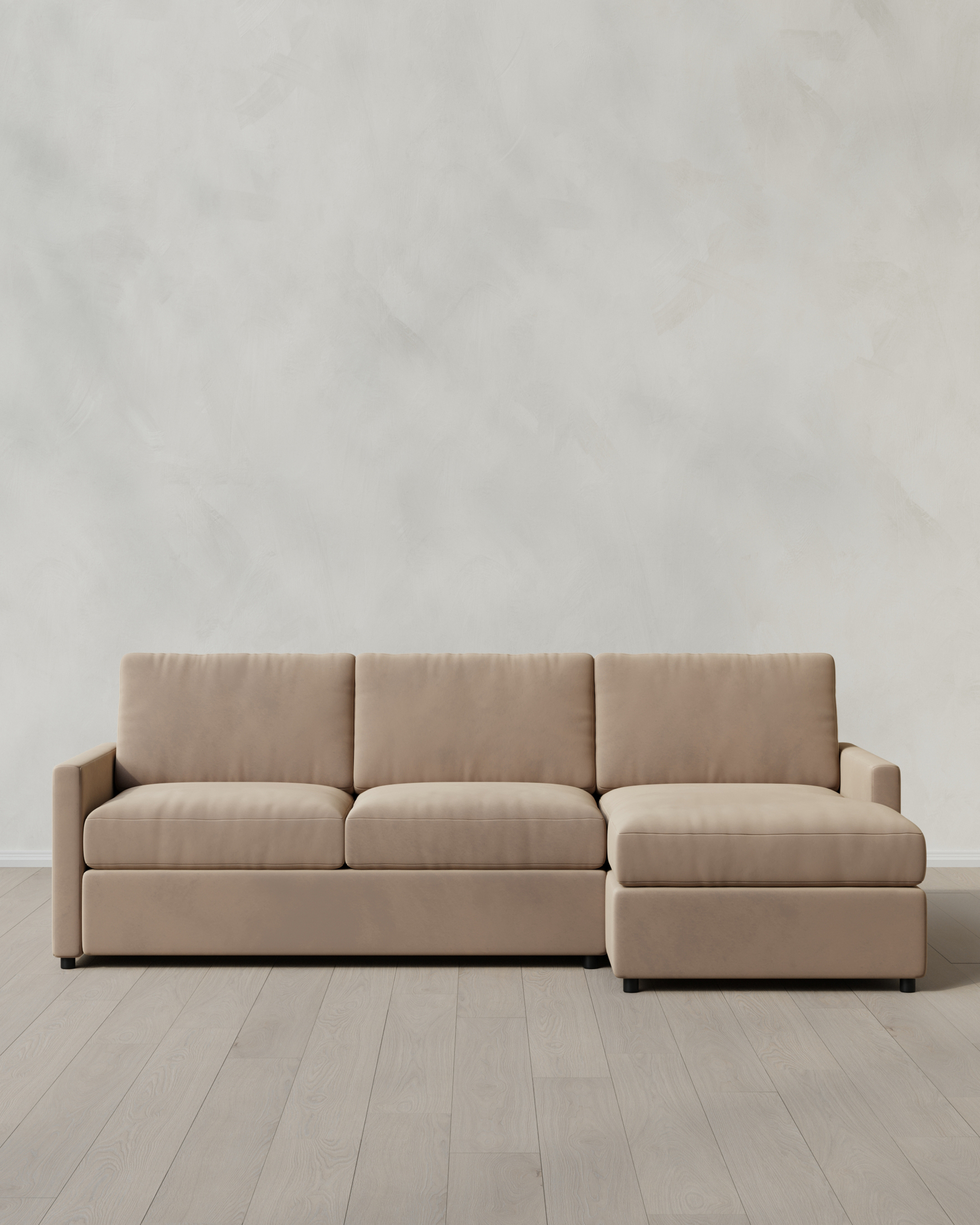 Taupe Brennan Chaise Sectional in Performance Velvet