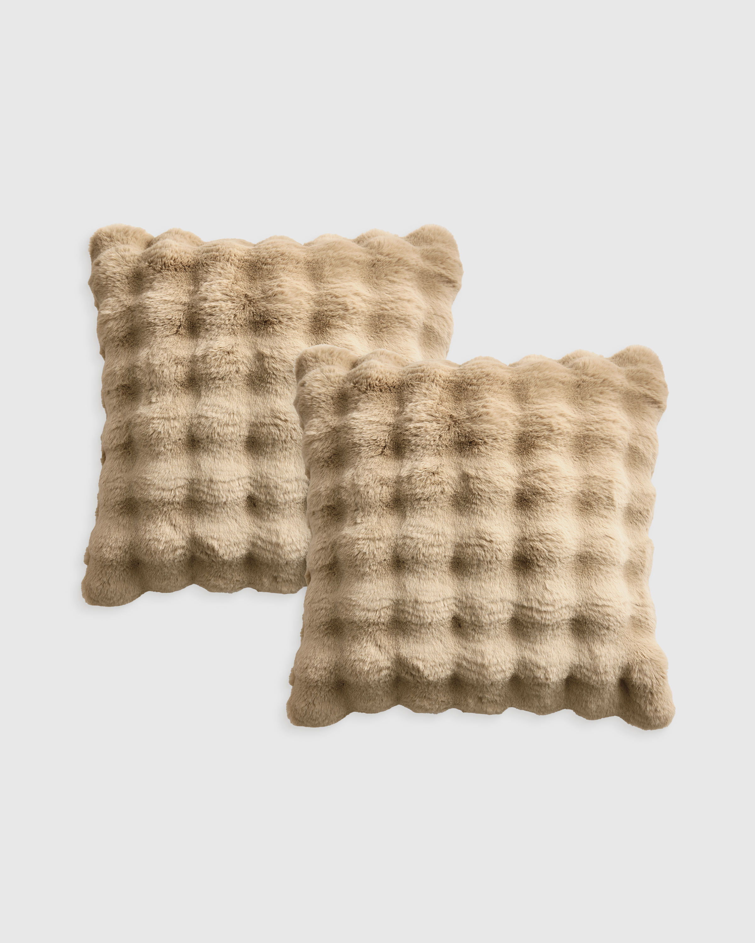 ruched faux fur pillow cover, 20x20, mink